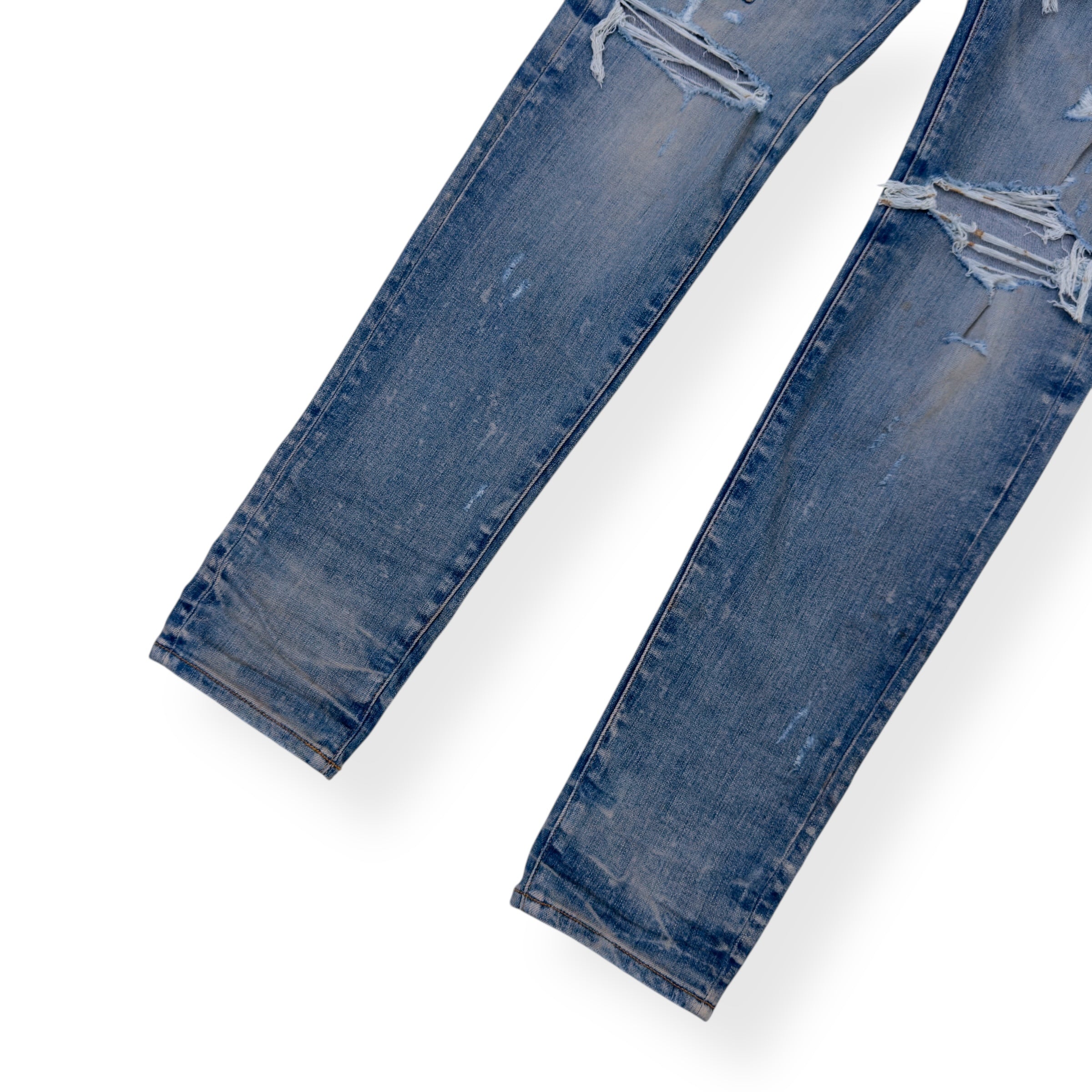 AMIRI LOGO APPLIQUE SKINNY DENIM JEANS INDIGO W34”