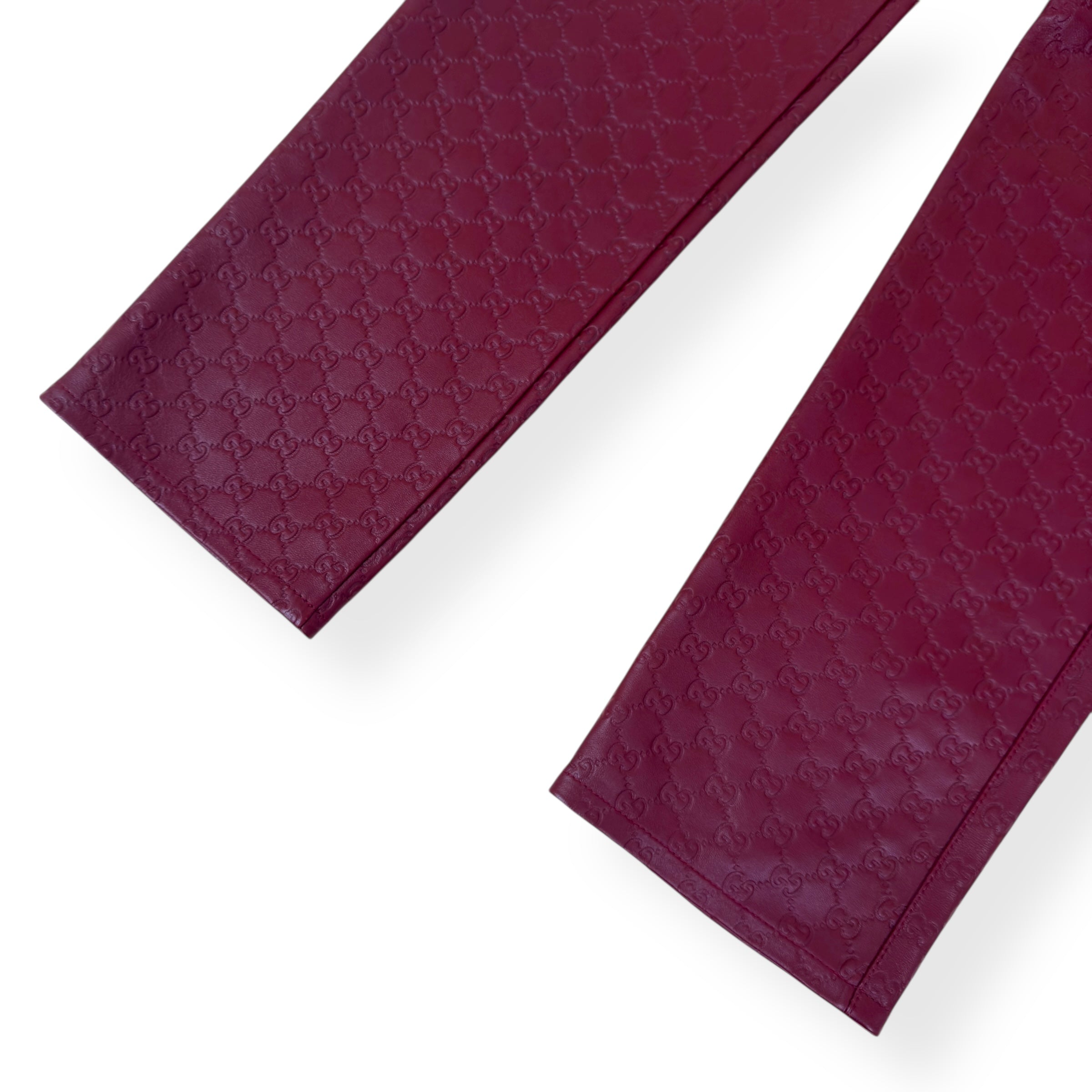 GUCCI GG EMBOSSED LEATHER TROUSERS RED 50 / L