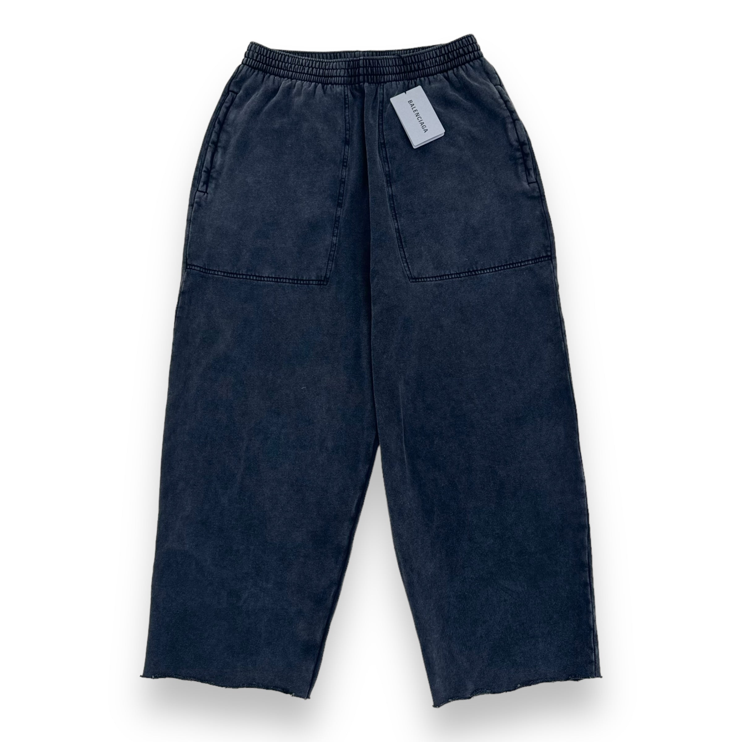 BALENCIAGA CROPPED WIDE-LEG SWEATPANTS WASHED GREY M