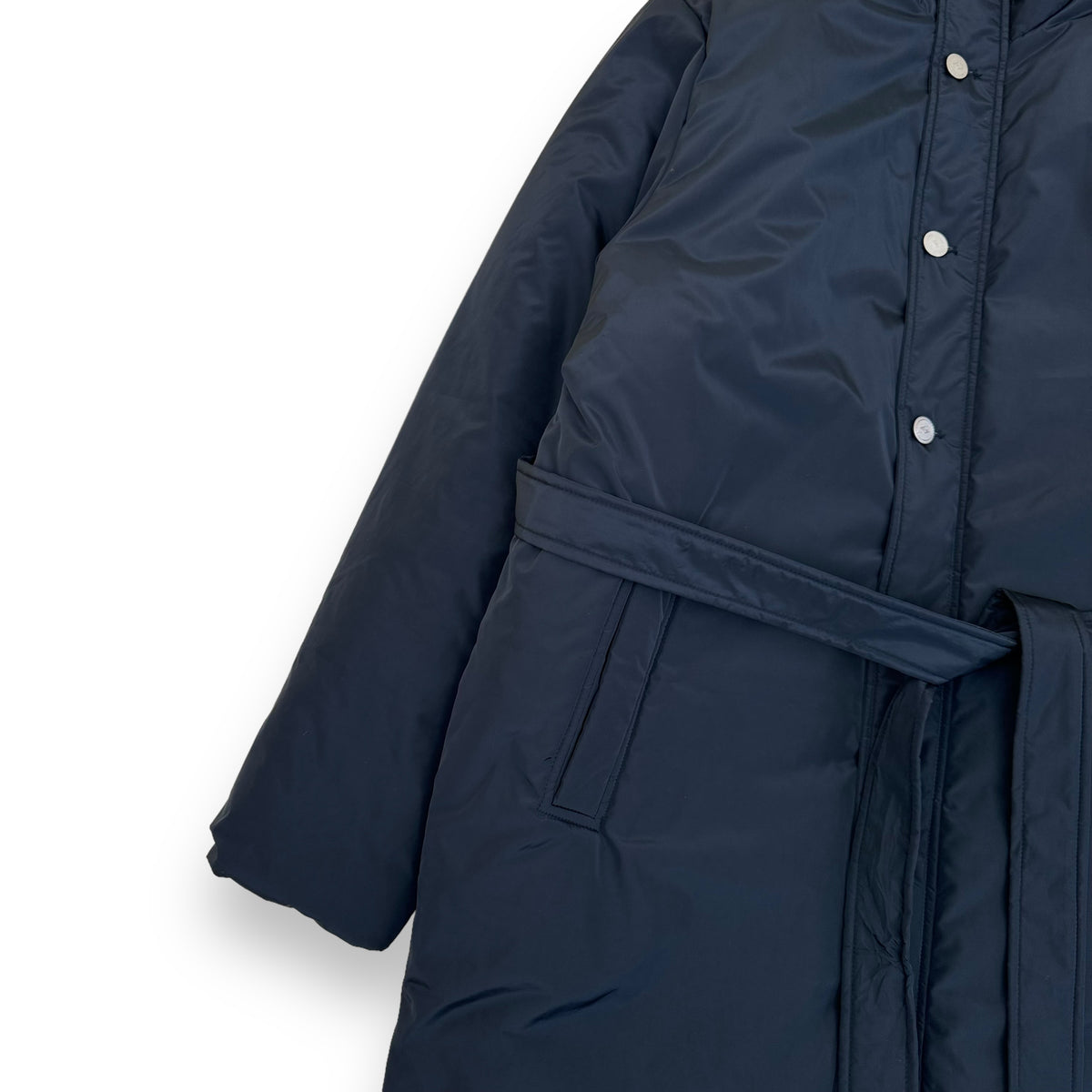 HAN KJØBENHAVN NYLON PADDED LOGO BUTTON COAT BLACK XL