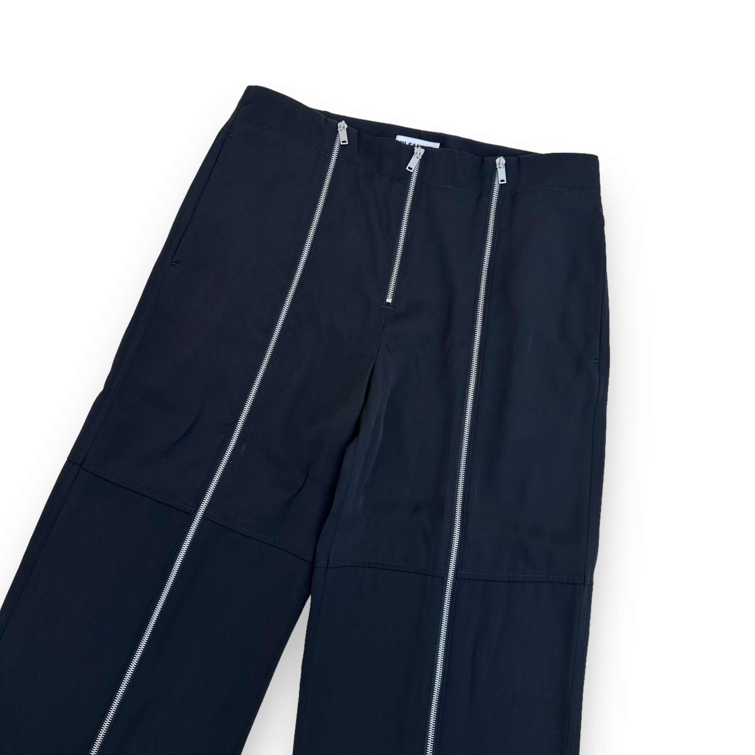 JIL SANDER ZIP-UP WIDE LEG TROUSERS BLACK L