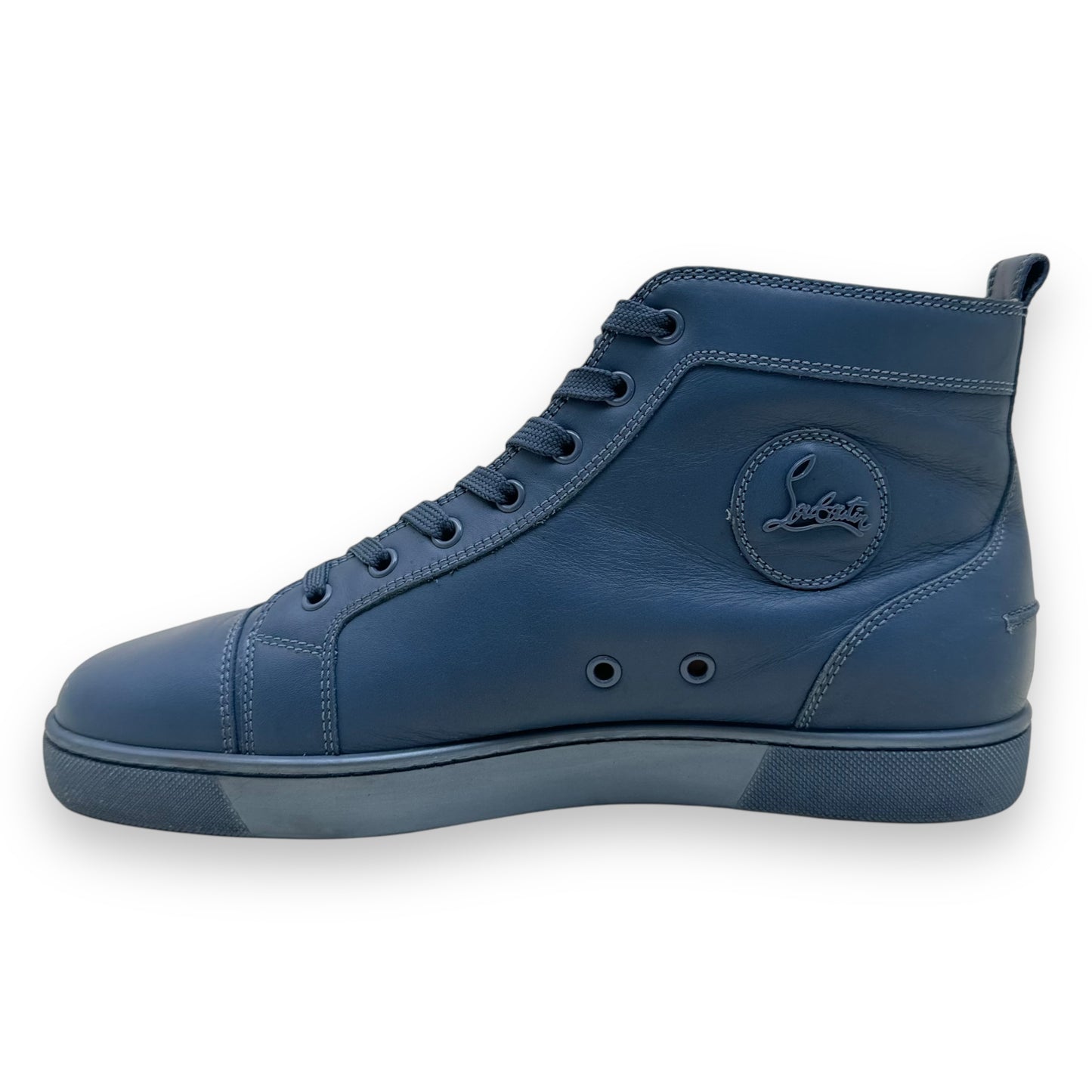 CHRISTIAN LOUBOUTIN CALF HIGH-TOP SNEAKER BLUE UK9
