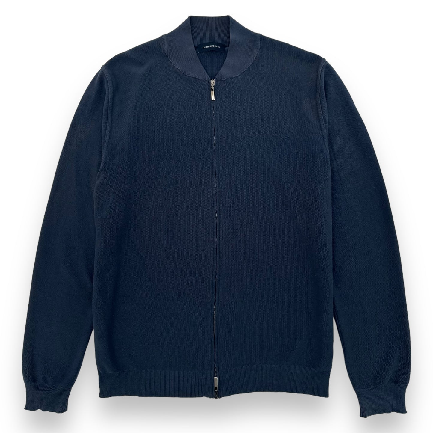 THOM SWEENEY FINE-KNIT COTTON ZIP-UP TRACK JACKET NAVY L