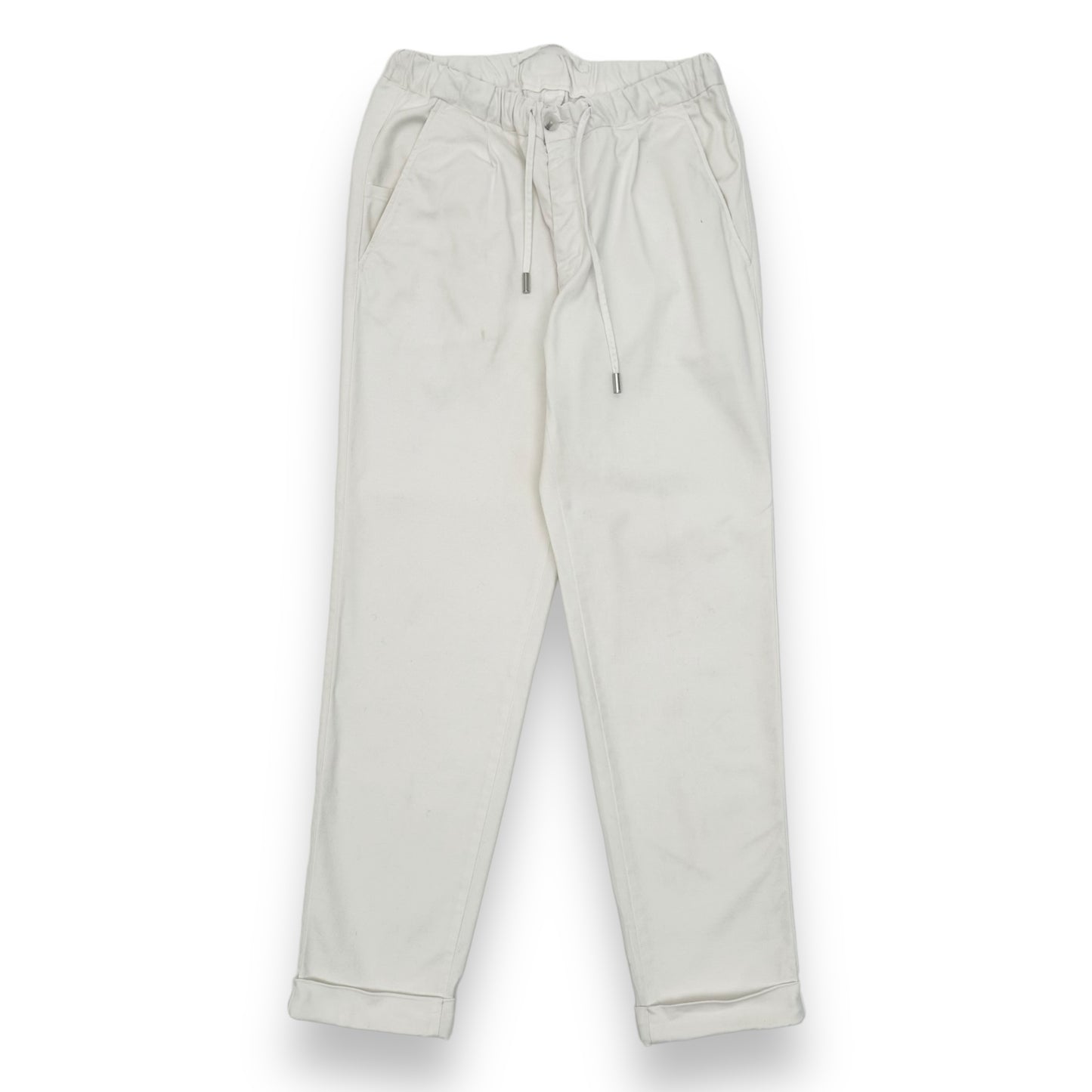 THOM SWEENEY COTTON-BLEND DRAWSTRING TROUSERS WHITE L