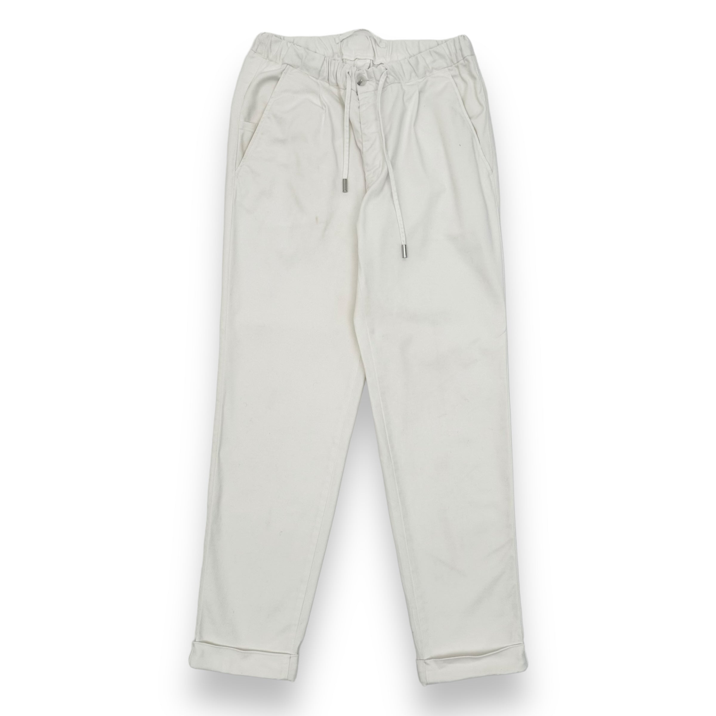 THOM SWEENEY COTTON-BLEND DRAWSTRING TROUSERS WHITE L