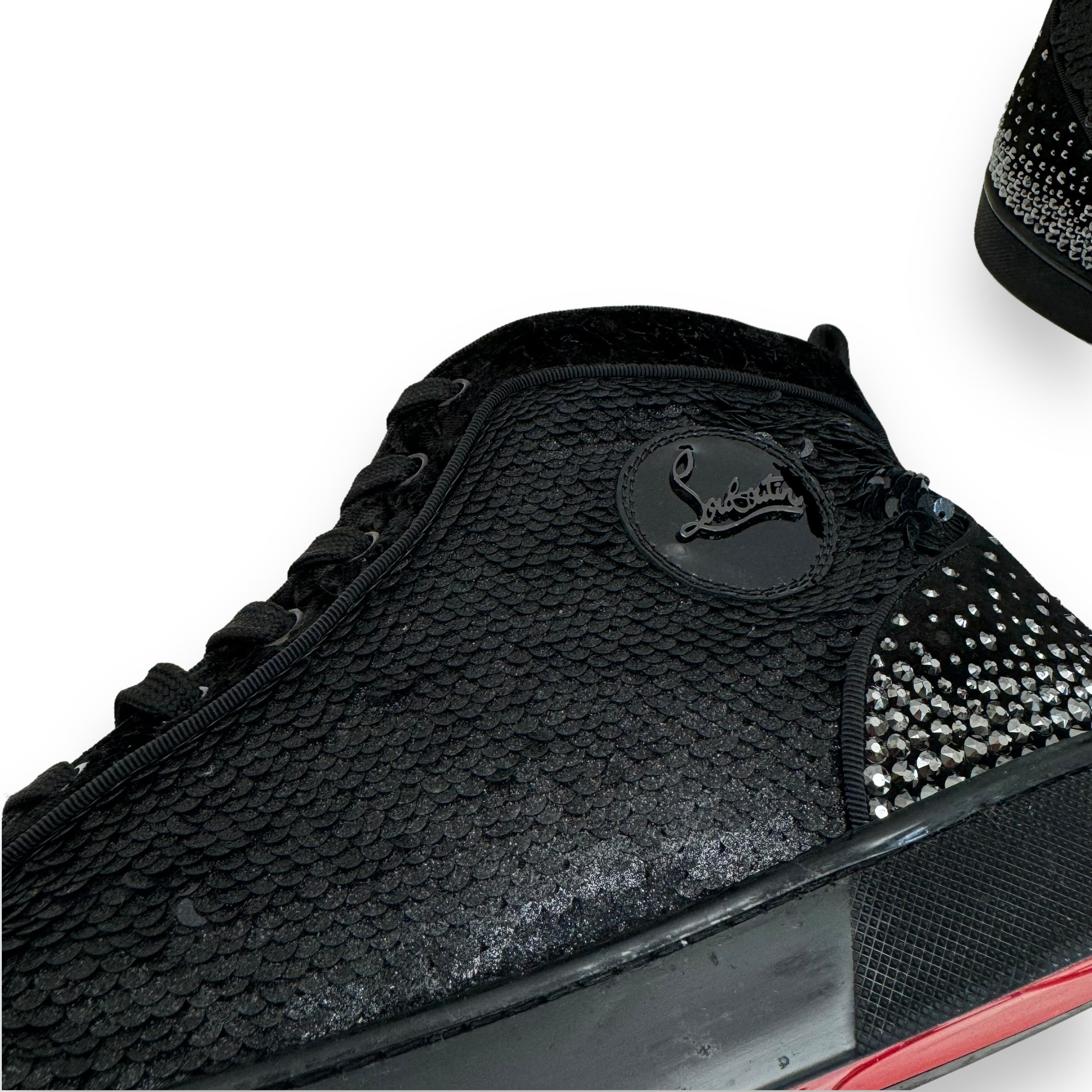 CHRISTIAN LOUBOUTIN SUEDE / LEATHER / VELVET CRYSTAL SNEAKER UK11