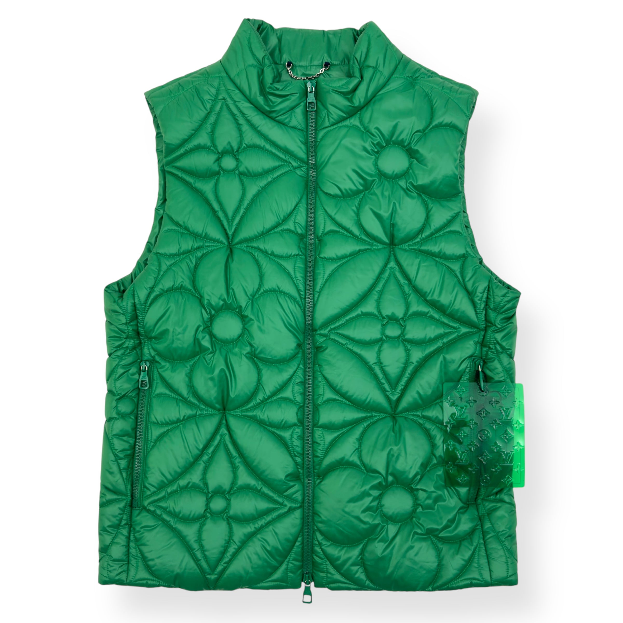 LOUIS VUITTON SS22 LVSE PADDED MONOGRAM FLOWER GILET GREEN 48 / S