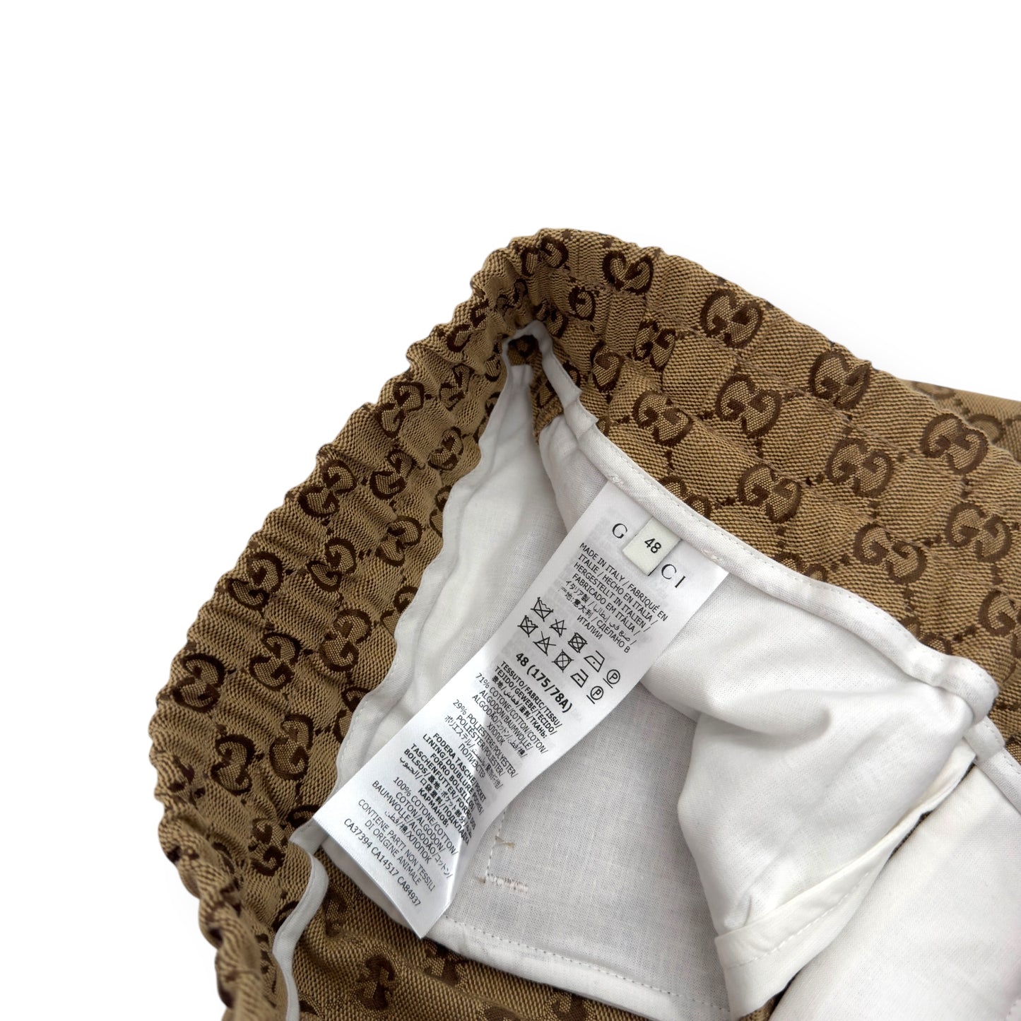 GUCCI GG COTTON CANVAS TROUSERS BEIGE 48 / M