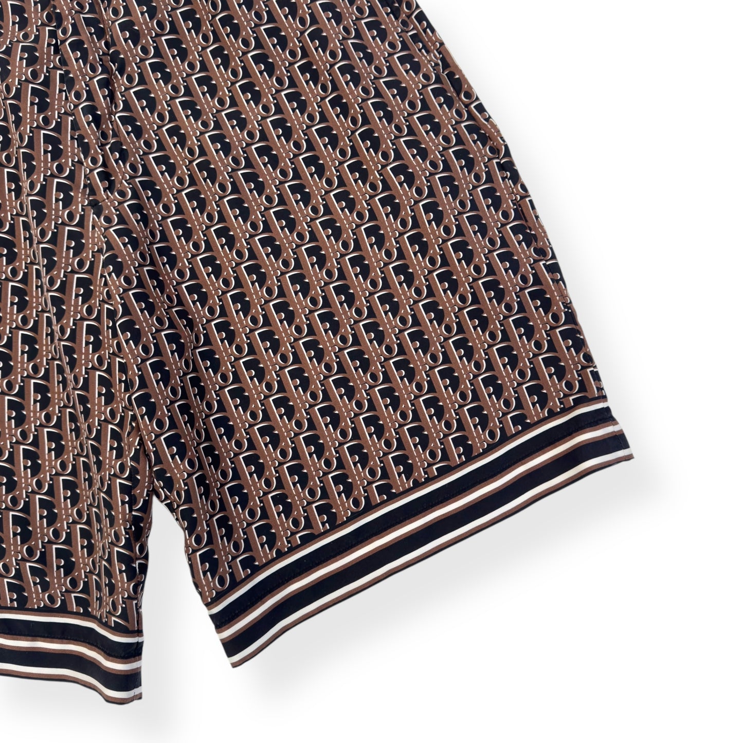 DIOR OBLIQUE BERMUDA MONOGRAM SILK SHORTS BROWN 50 / L