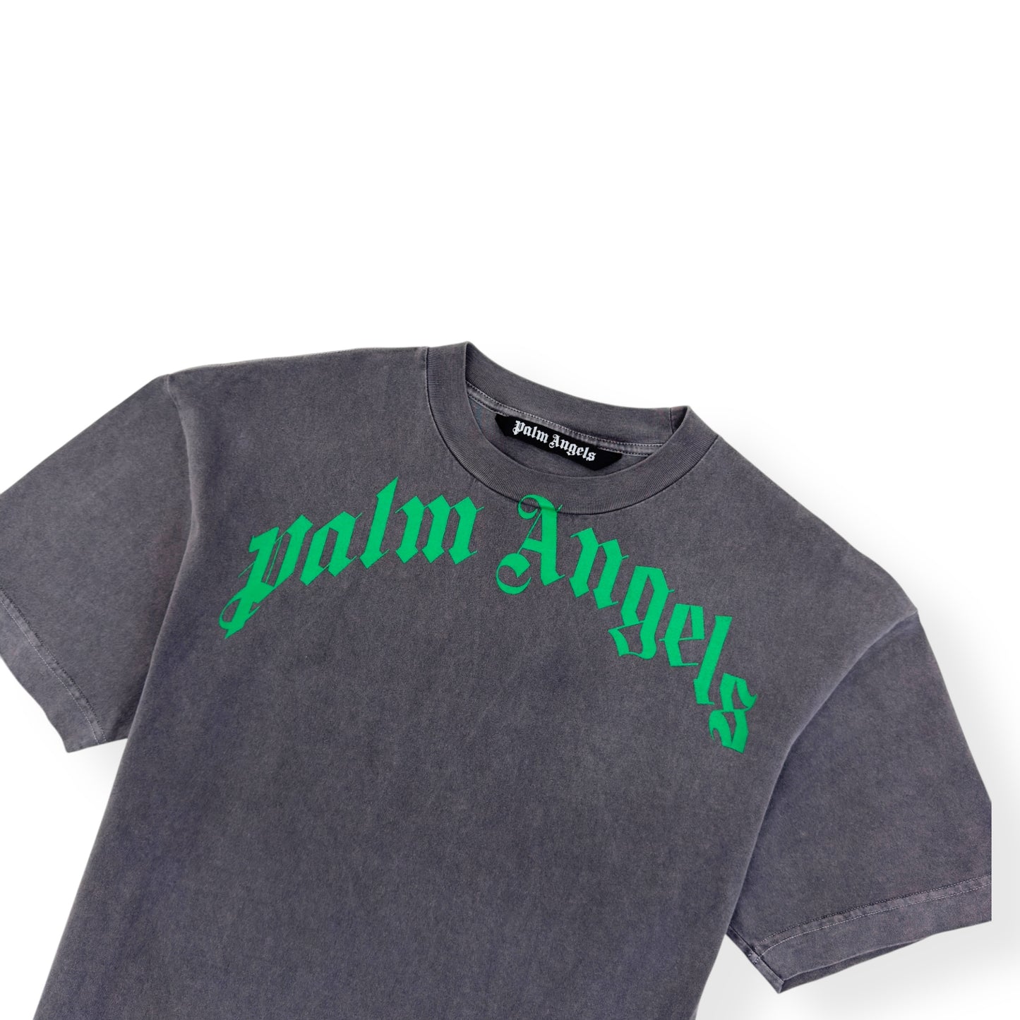 PALM ANGELS COTTON T-SHIRT GREY / GREEN M
