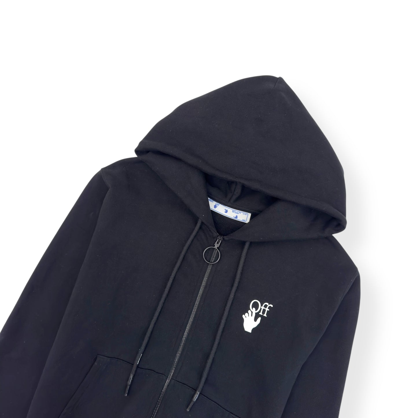 OFF-WHITE ZIP UP CUT HERE HOODIE BLACK / WHITE M