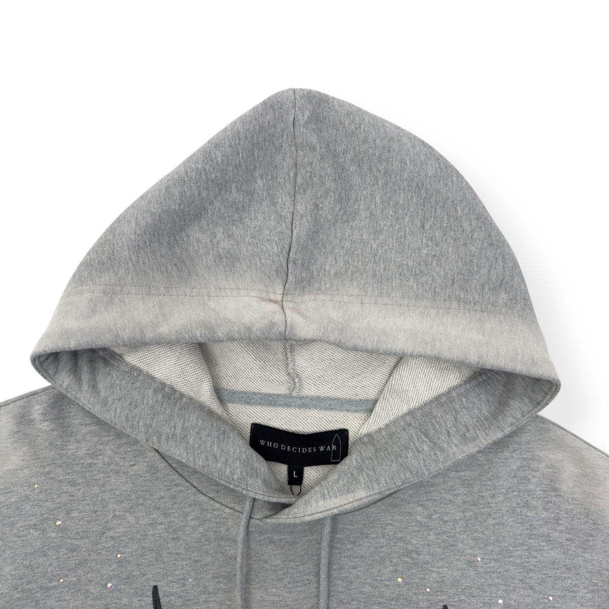 WHO DECIDES WAR FLAMES GLASS HOODIE VINTAGE GREY / ORANGE L
