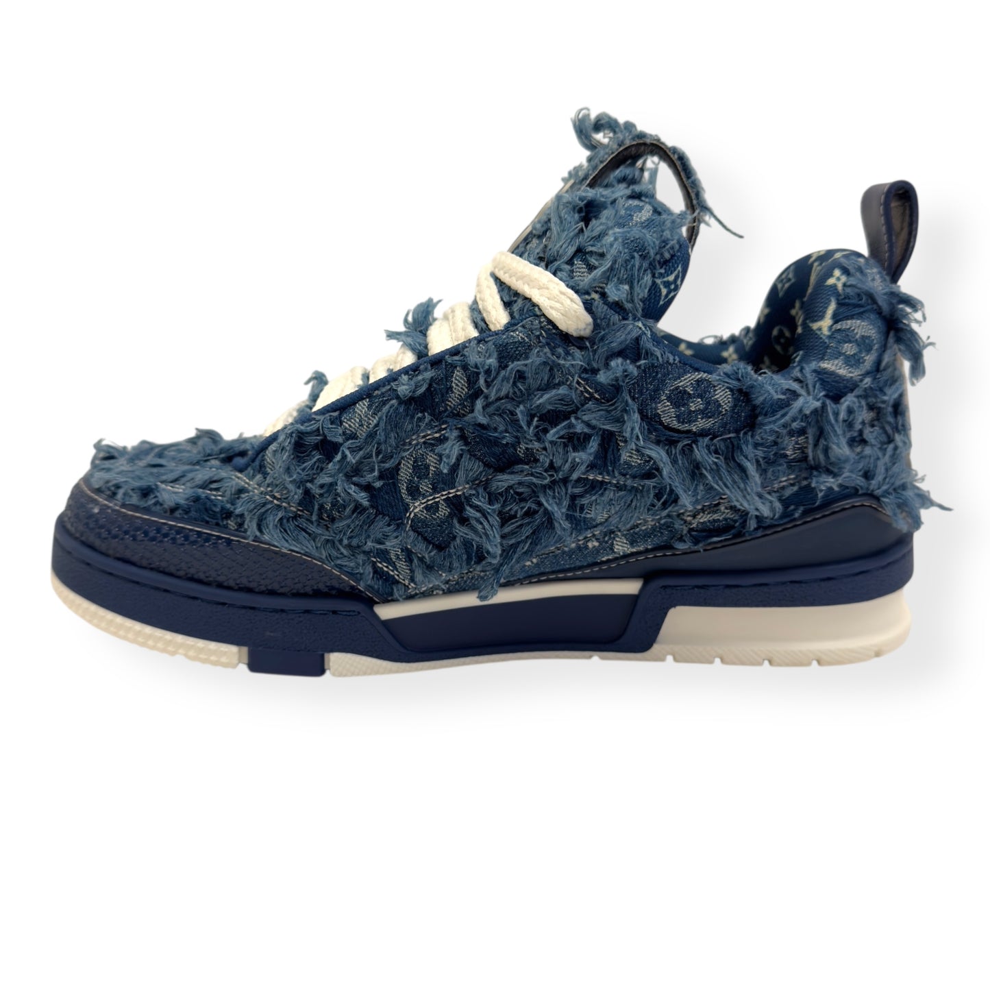 LOUIS VUITTON DISTRESSED DENIM LV SKATE SNEAKER UK7.5