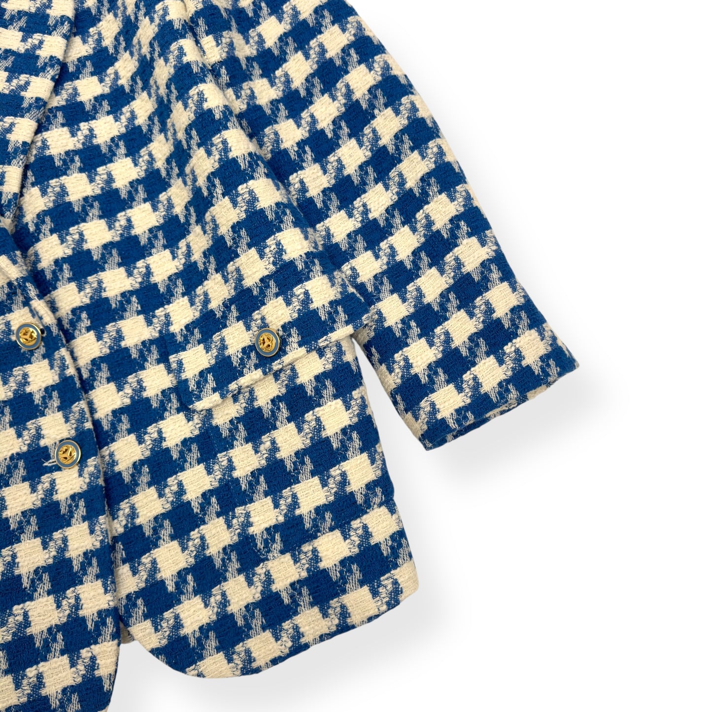 SANDRO PARIS WOMEN’S OVERSIZED SUIT JACKET BLUE / WHITE 42 / UK14