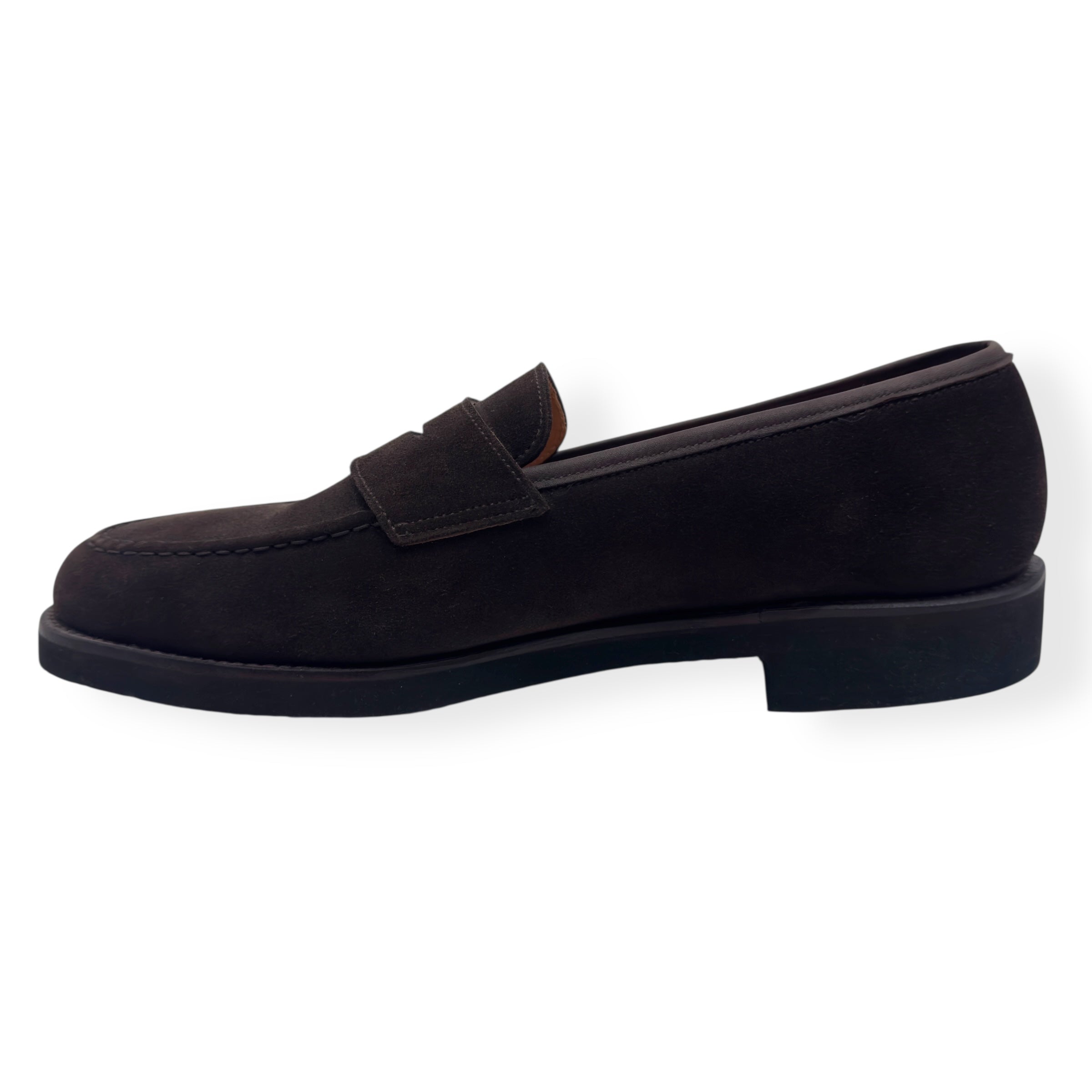 THOM SWEENEY CALF SUEDE PENNY LOAFER ESPRESSO BROWN UK9.5