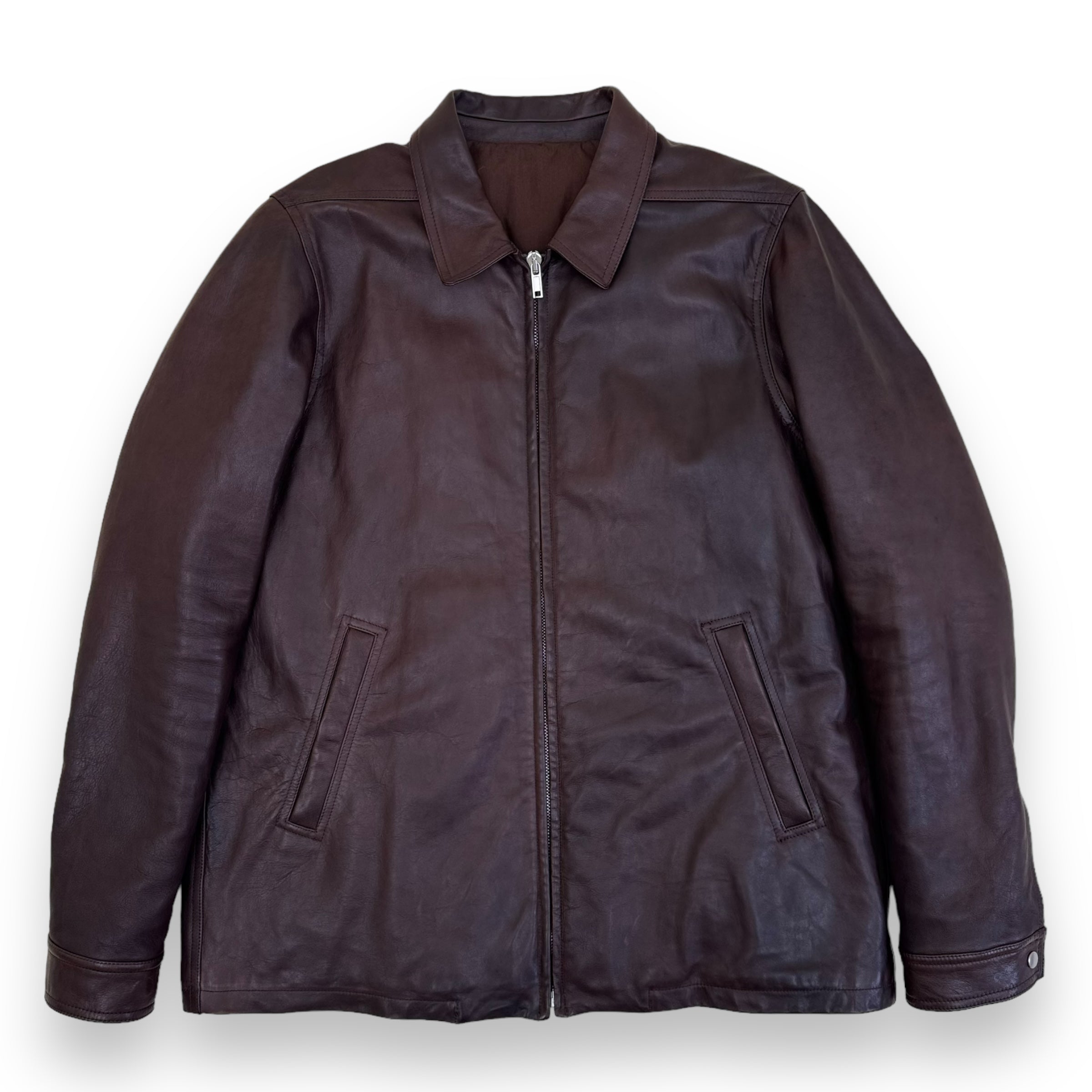 RICK OWENS FW23 BRAD LEATHER JACKET BROWN XXL