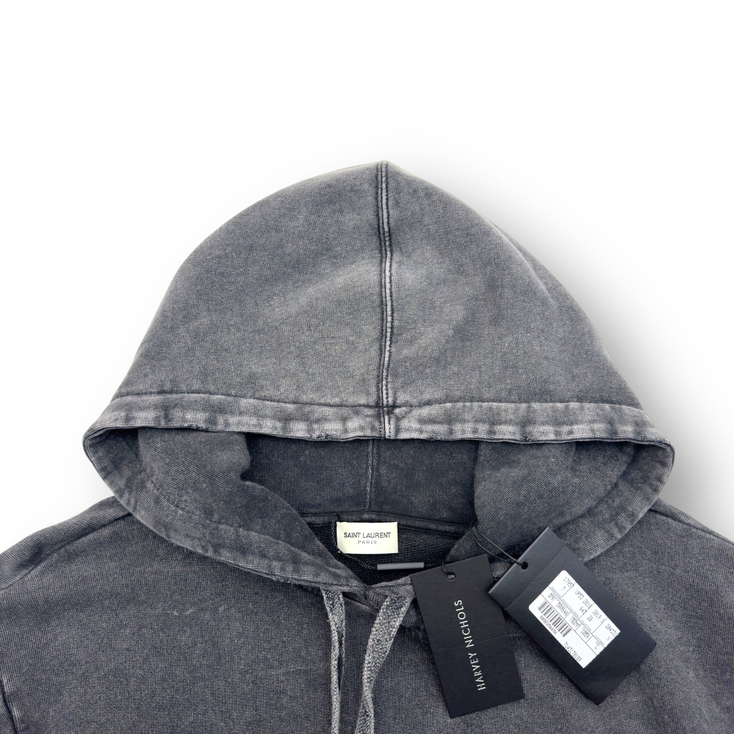 SAINT LAURENT ARCHIVE LOGO HOODIE WASHED GREY L