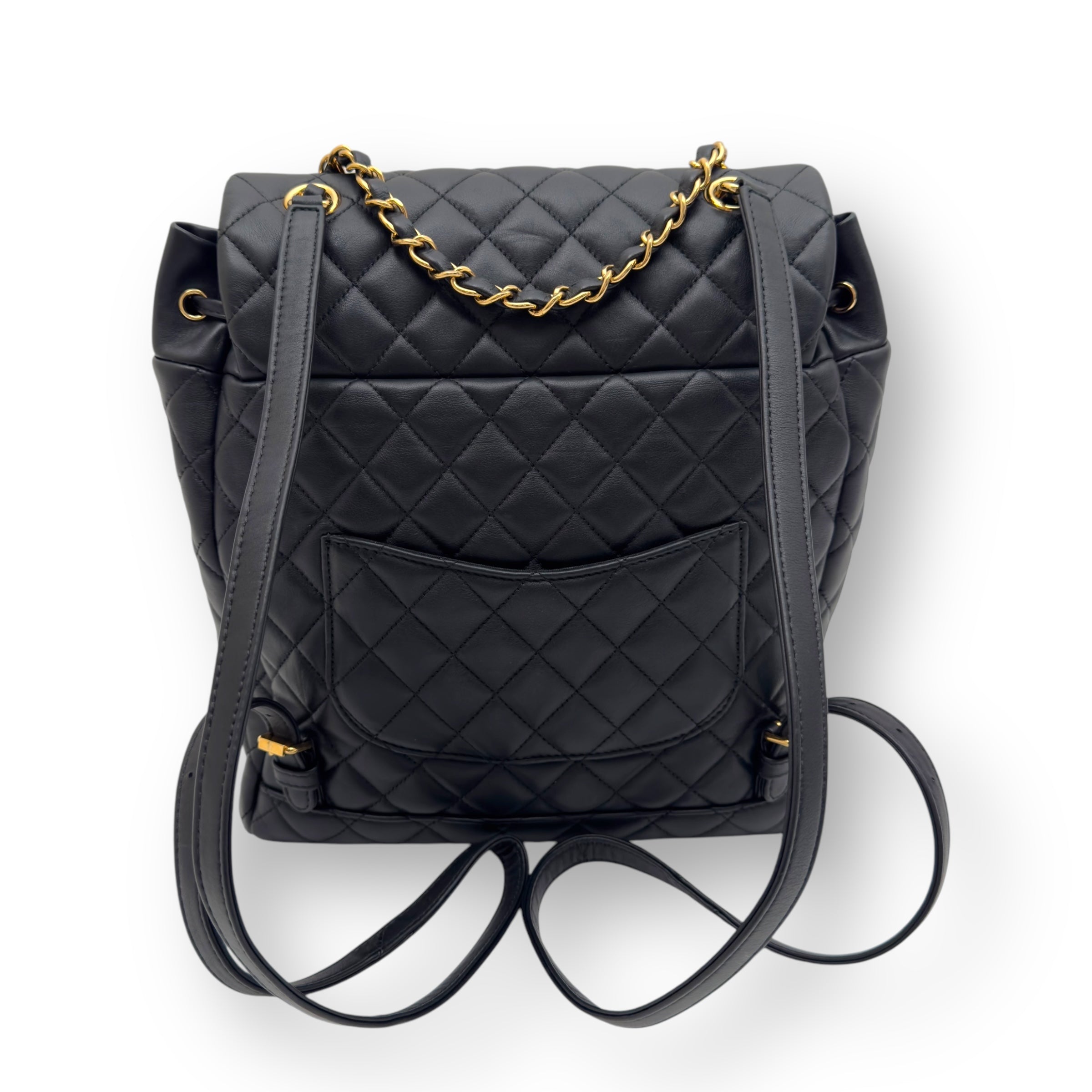 CHANEL URBAN SPIRT QUILTED CALFSKIN BACKPACK BLACK WITH GOLD HARDWARE M