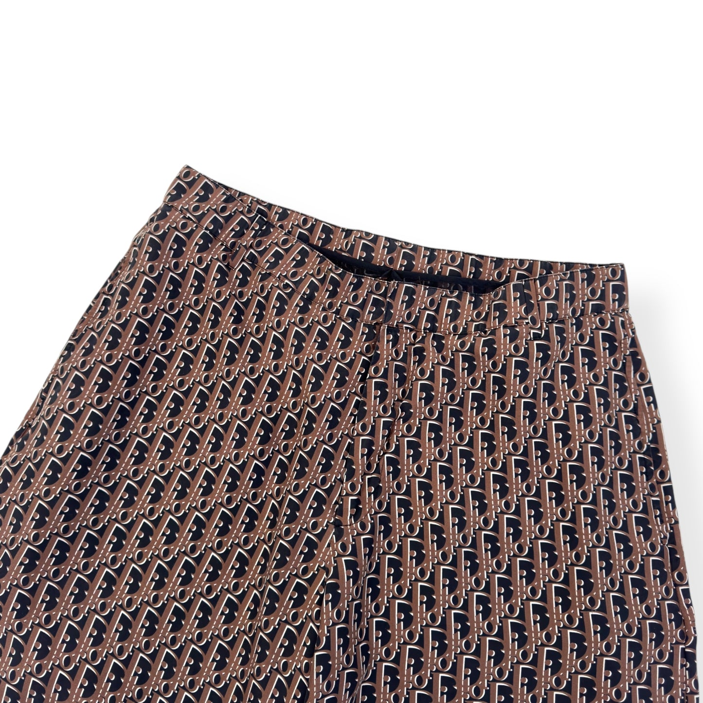 DIOR OBLIQUE BERMUDA MONOGRAM SILK SHORTS BROWN 50 / L