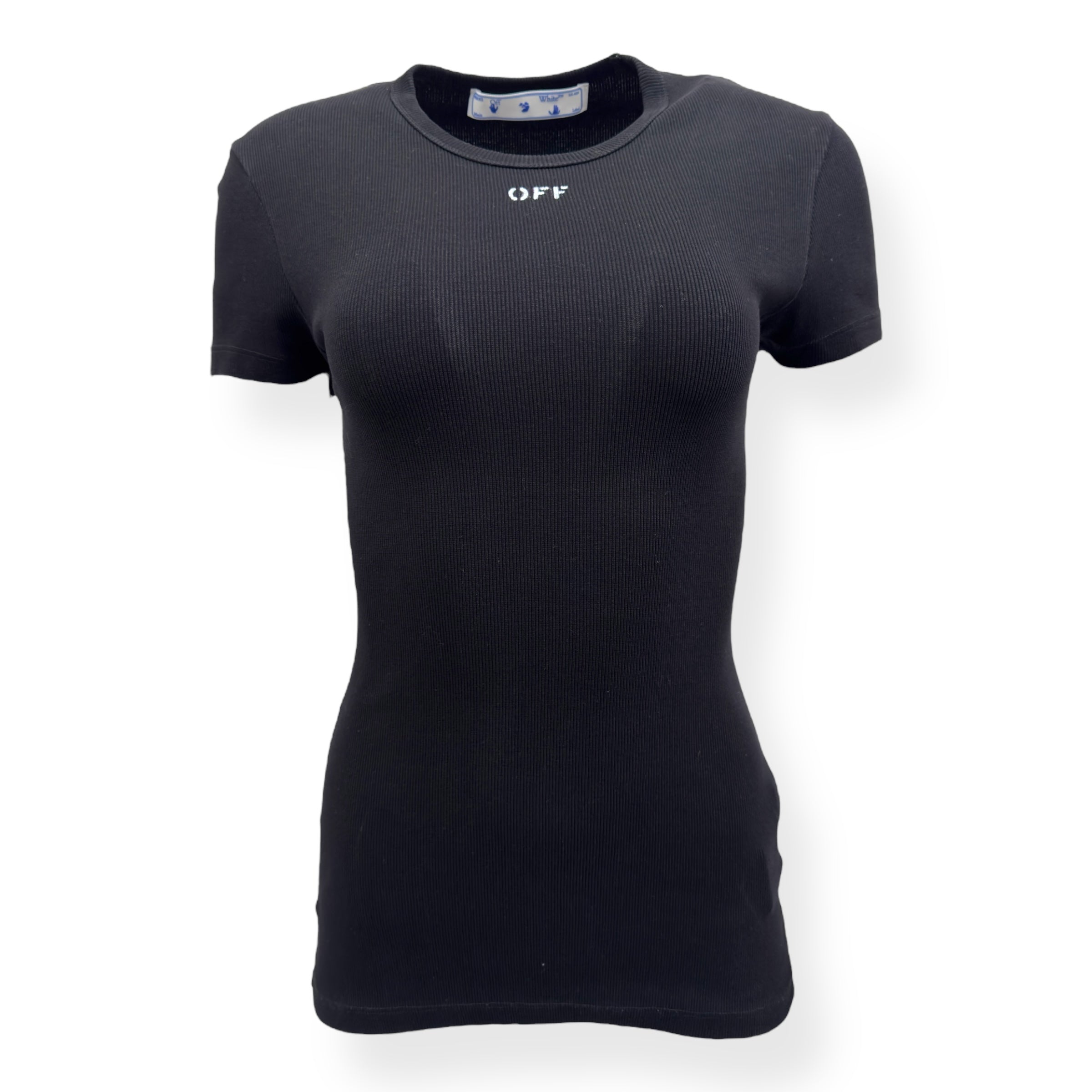 OFF-WHITE LOGO PRINT STRETCH-COTTON T-SHIRT BLACK XS