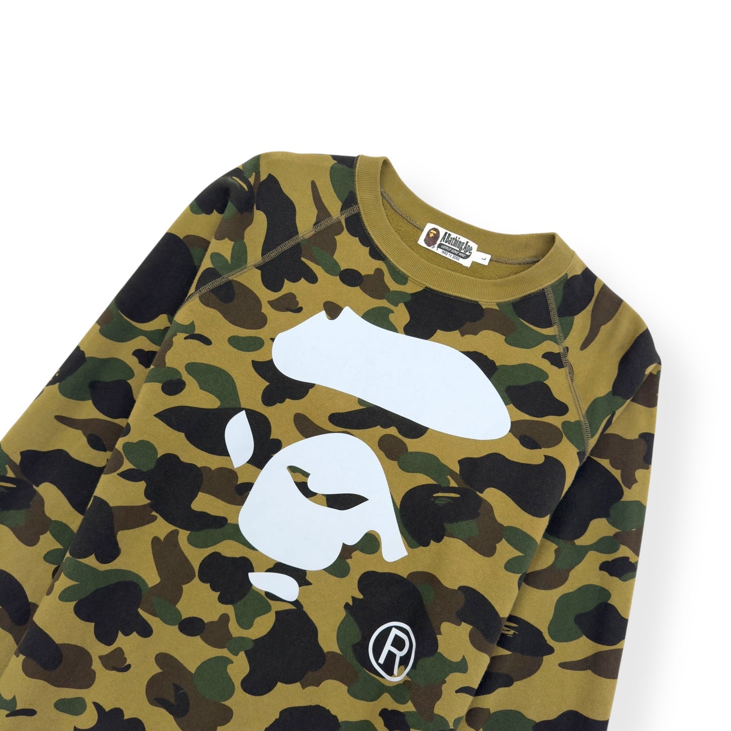 A BATHING APE 1ST CAMO APE HEAD CREWNECK SWEATSHIRT GREEN L