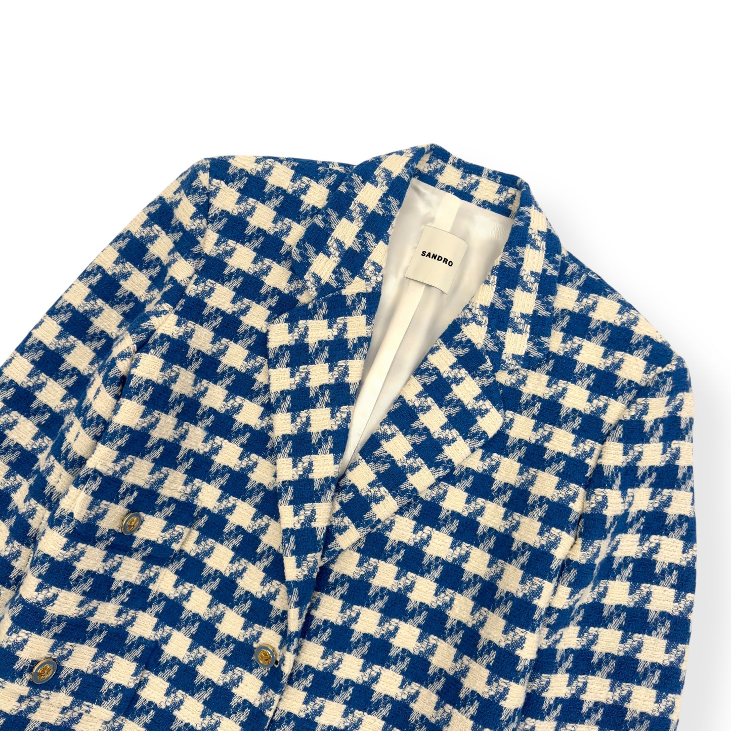 SANDRO PARIS WOMEN’S OVERSIZED SUIT JACKET BLUE / WHITE 42 / UK14