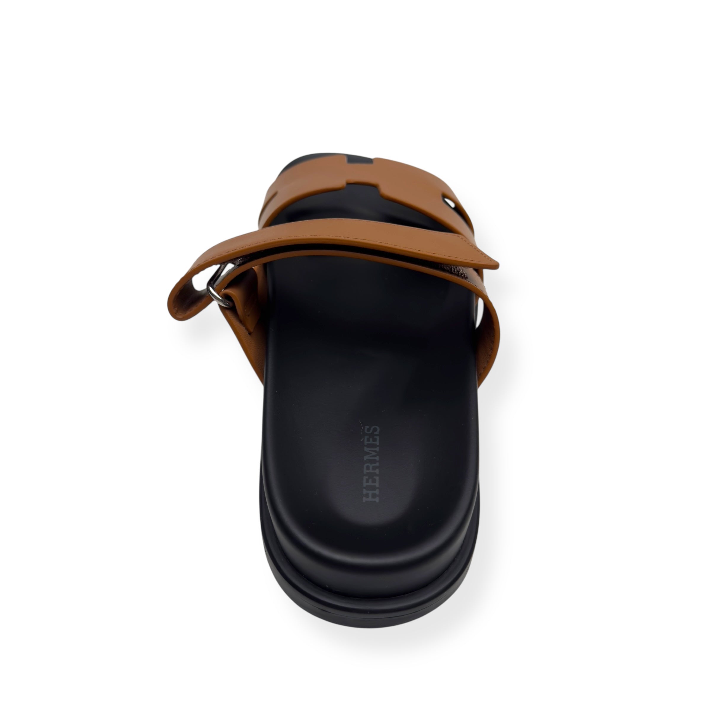 HERMÈS CHYPRE CALFSKIN LEATHER SANDALS NATUREL 42.5 / UK8.5