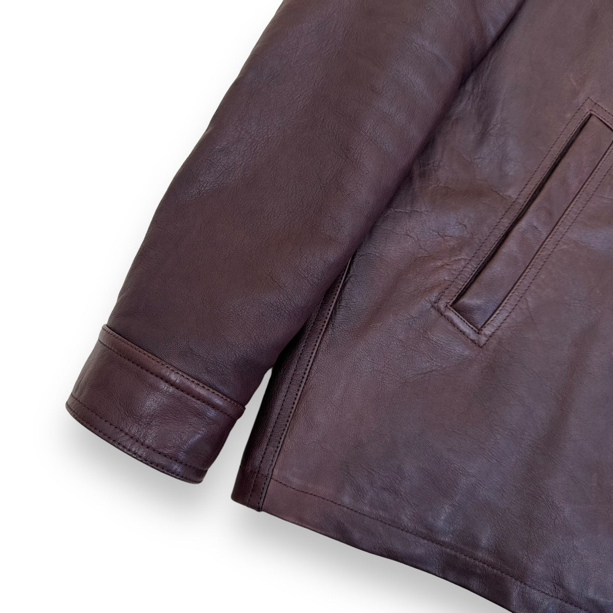 RICK OWENS FW23 BRAD LEATHER JACKET BROWN XXL