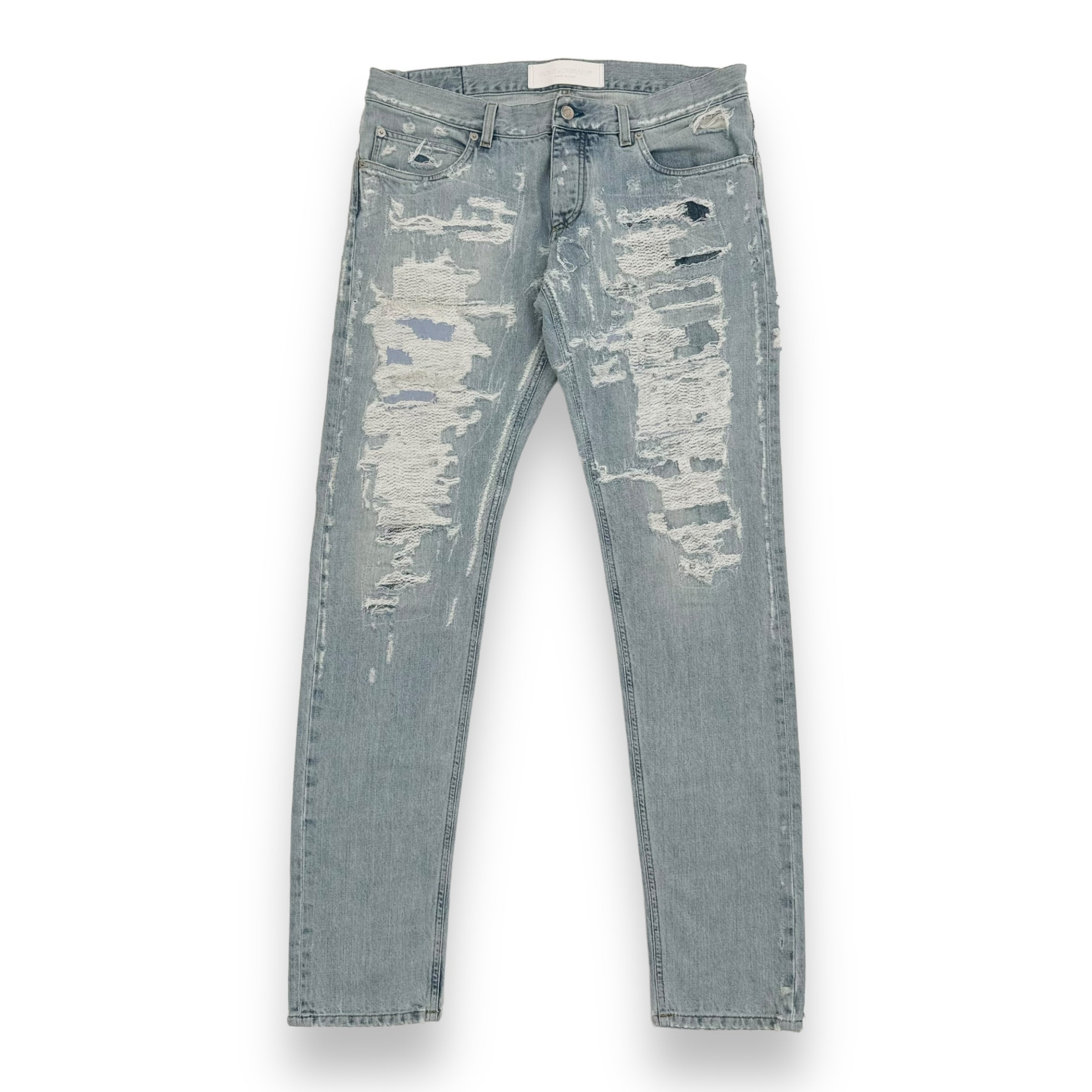 DOLCE & GABBANA DISTRESSED DENIM JEANS BLUE XL