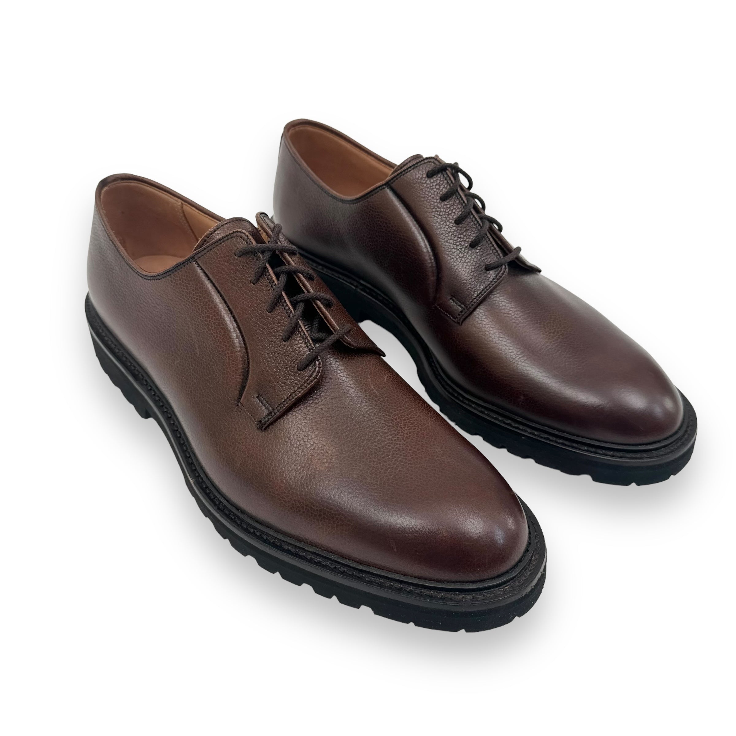 CROCKETT & JONES LACE-UP LEATHER DERBY SHOES BROWN UK10