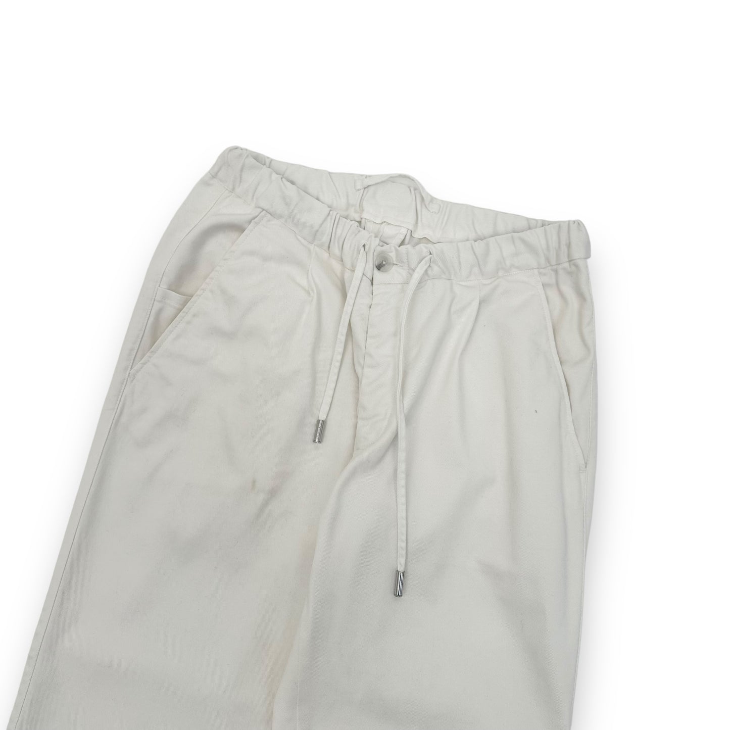 THOM SWEENEY COTTON-BLEND DRAWSTRING TROUSERS WHITE L