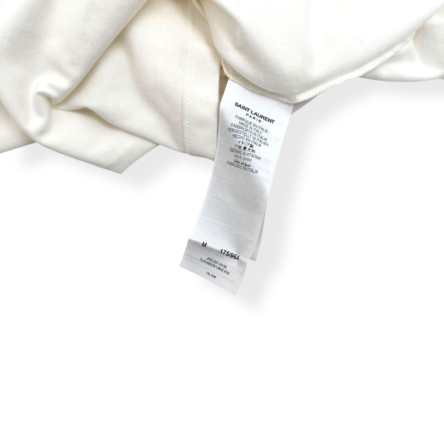 SAINT LAURENT LOGO-PRINT COTTON T-SHIRT WHITE / BLACK M