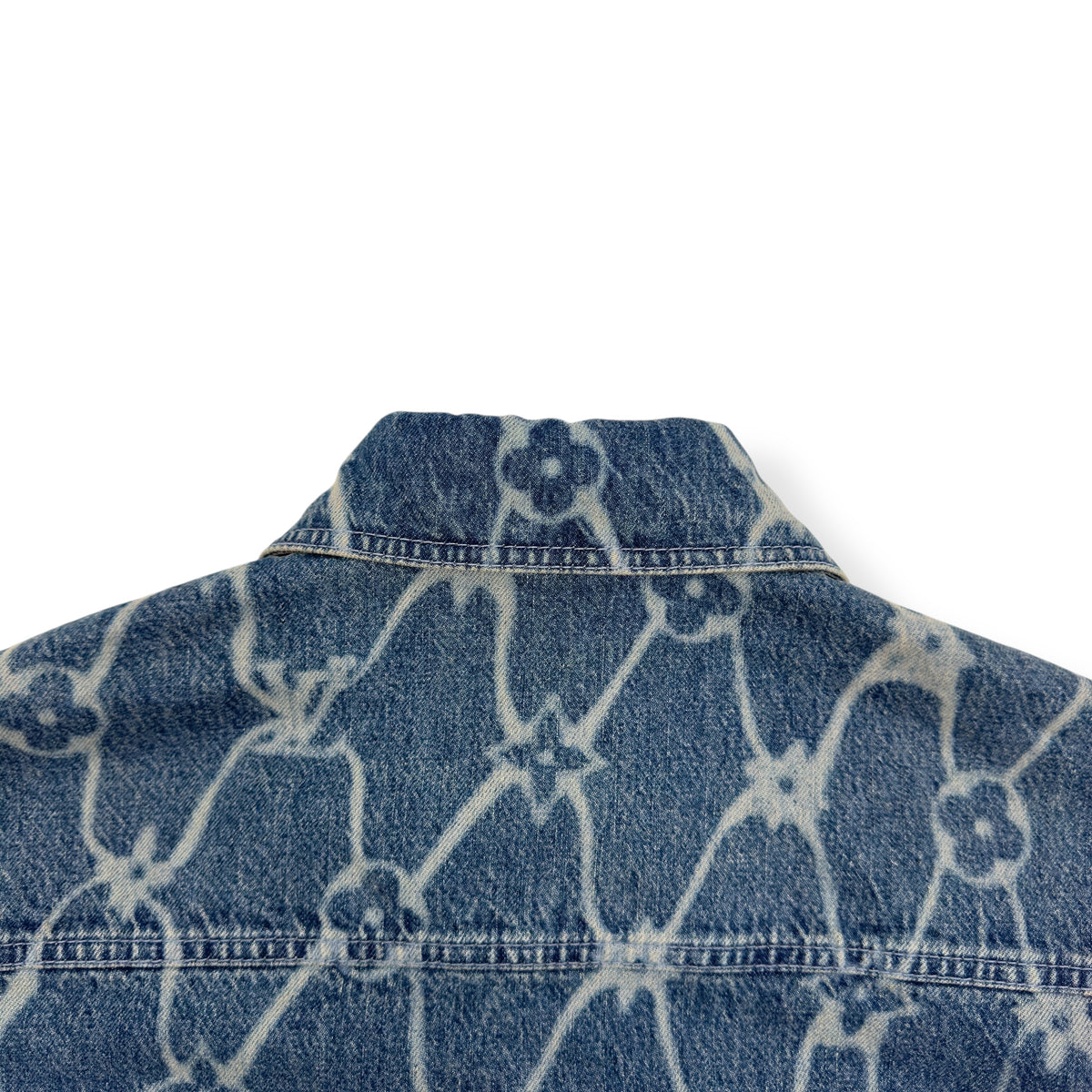 LOUIS VUITTON MONOGRAM PRINTED DENIM SHORT-SLEEVE BLUE XL