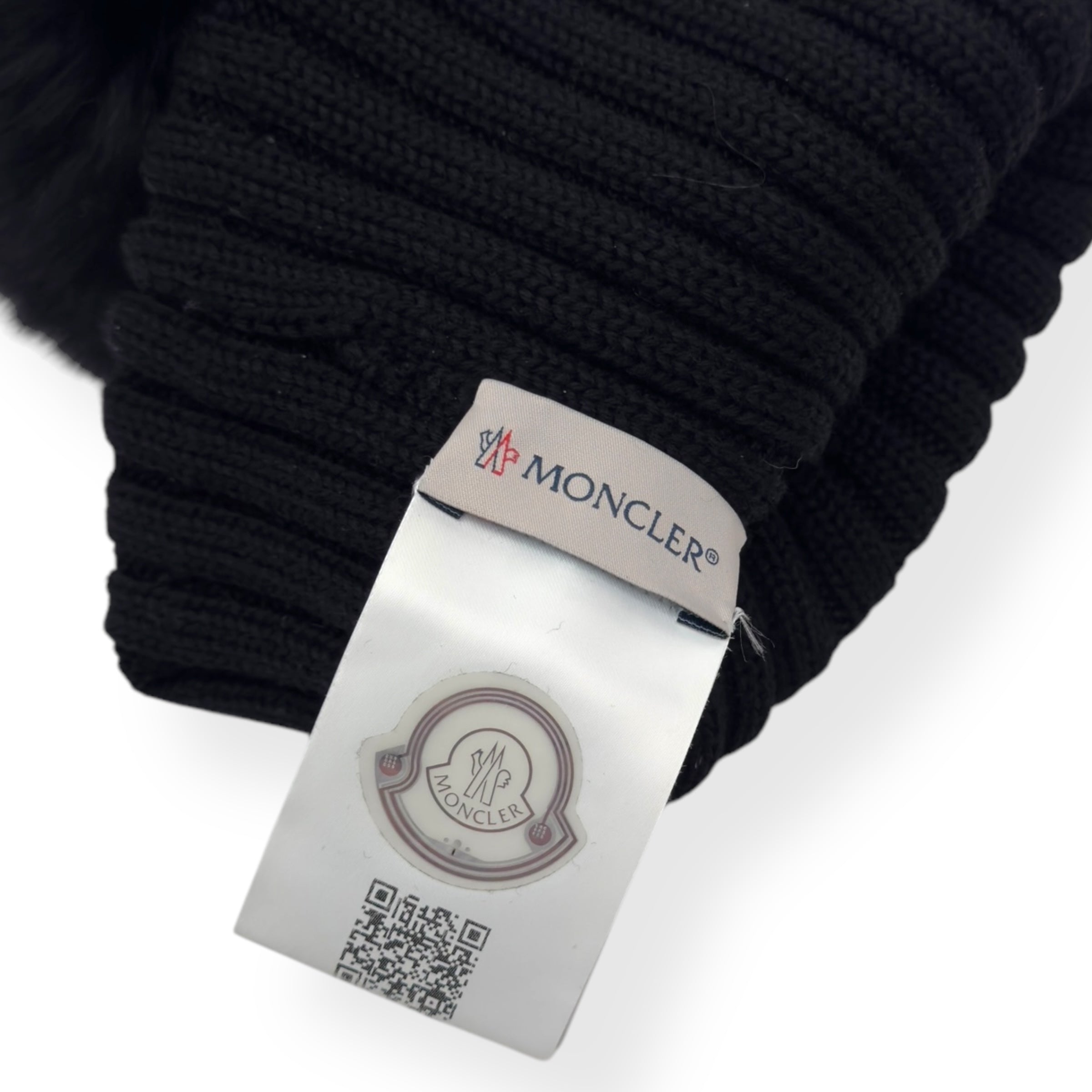 MONCLER WOOL BEANIE WITH POM POM BLACK O/S