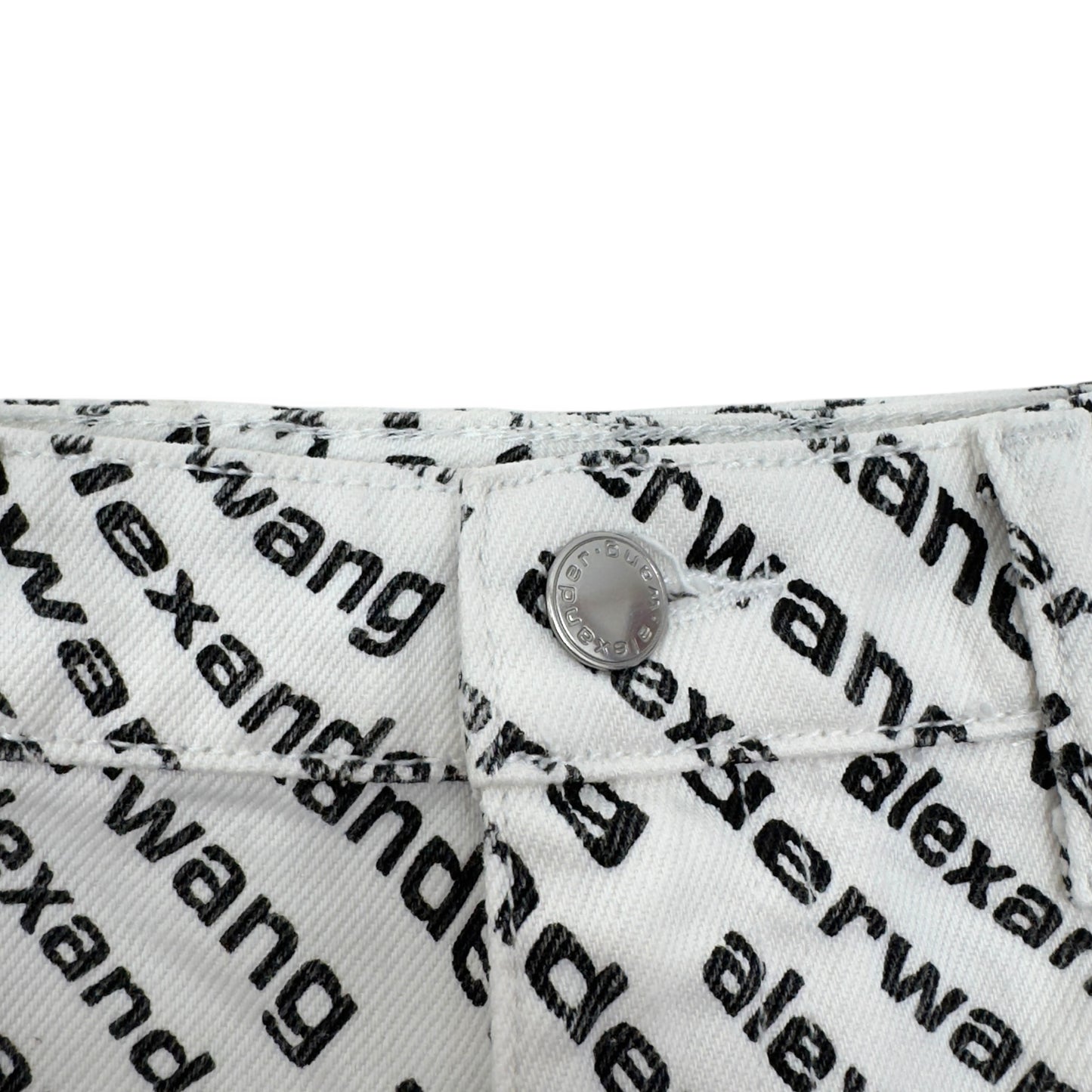 ALEXANDER WANG MONOGRAM HIGH RISE DENIM SHORTS WHITE / BLACK W26”