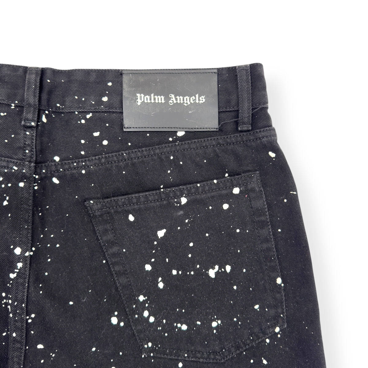 PALM ANGELS CACTUS 5 POCKET DENIM JEANS BLACK / WHITE / BLUE W33”