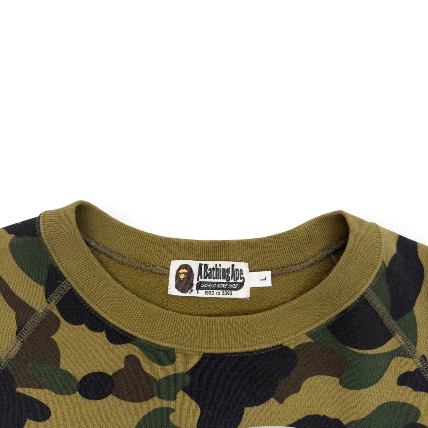 A BATHING APE 1ST CAMO APE HEAD CREWNECK SWEATSHIRT GREEN L