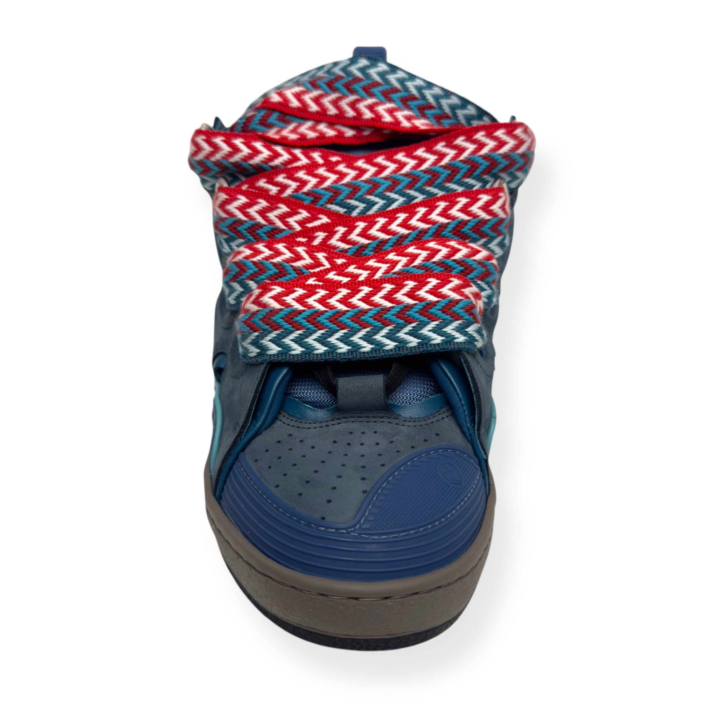 LANVIN LEATHER CURB SNEAKERS BLUE / RED 42 / UK8