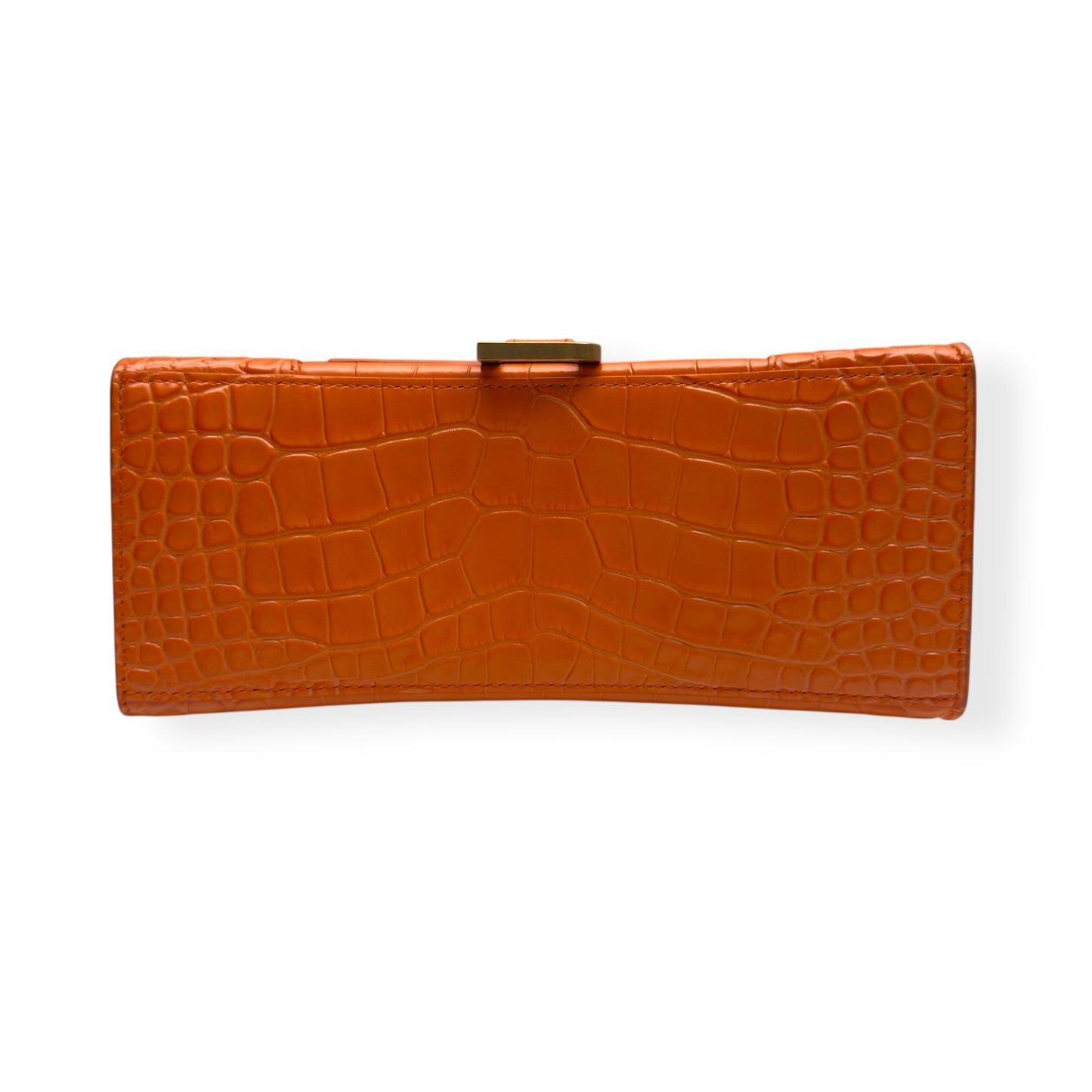 BALENCIAGA HOURGLASS CROCODILE PRINT LEATHER BAG ORANGE S