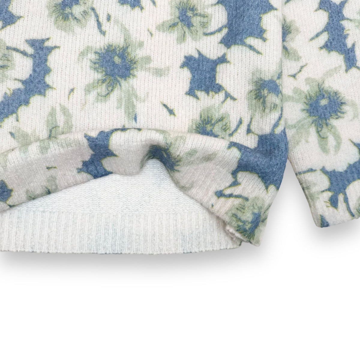 DRIES VAN NOTEN CREWNECK FLORAL CASHMERE-BLEND SWEATSHIRT BLUE XL