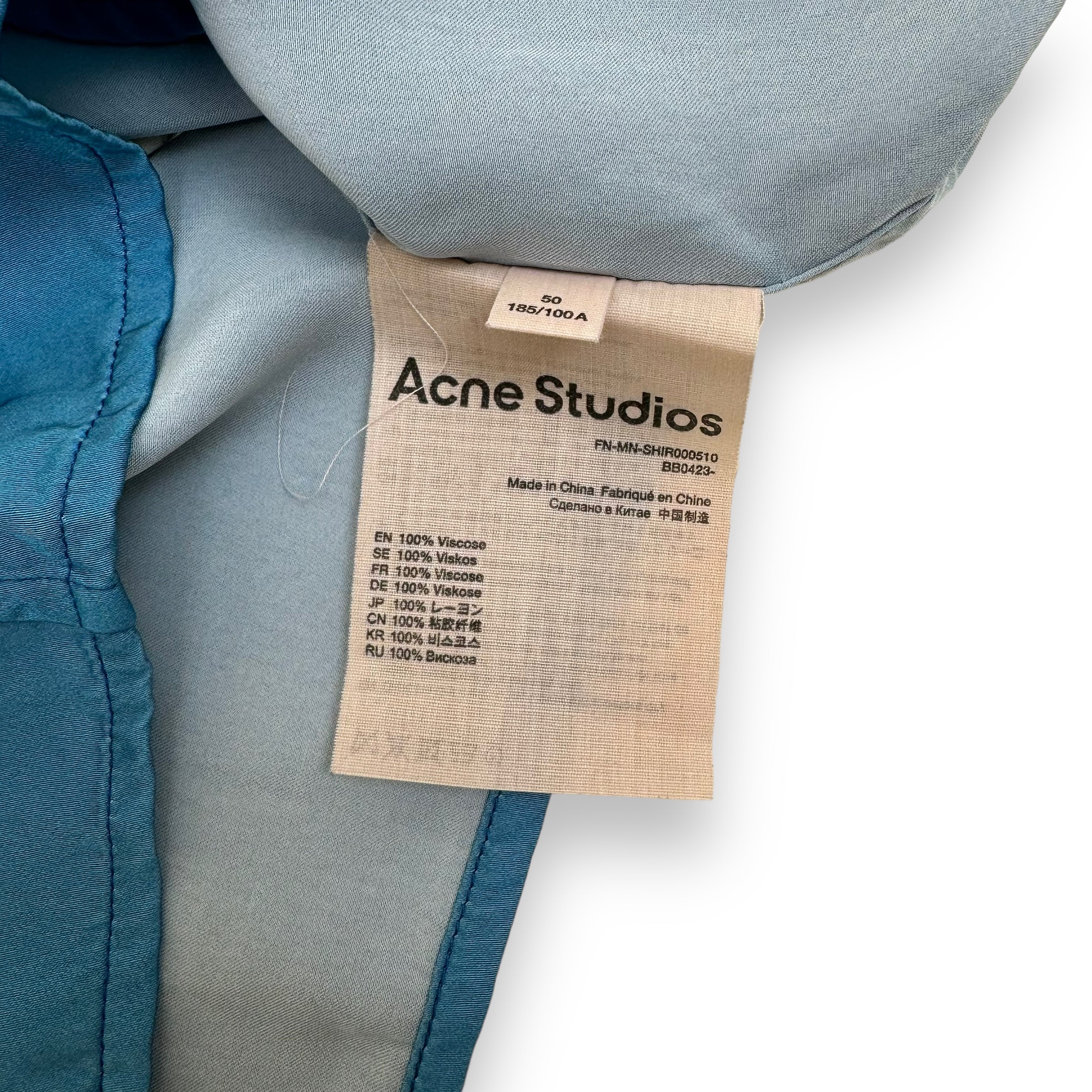 ACNE STUDIOS STATUE PRINT VISCOSE SHIRT BLUE L