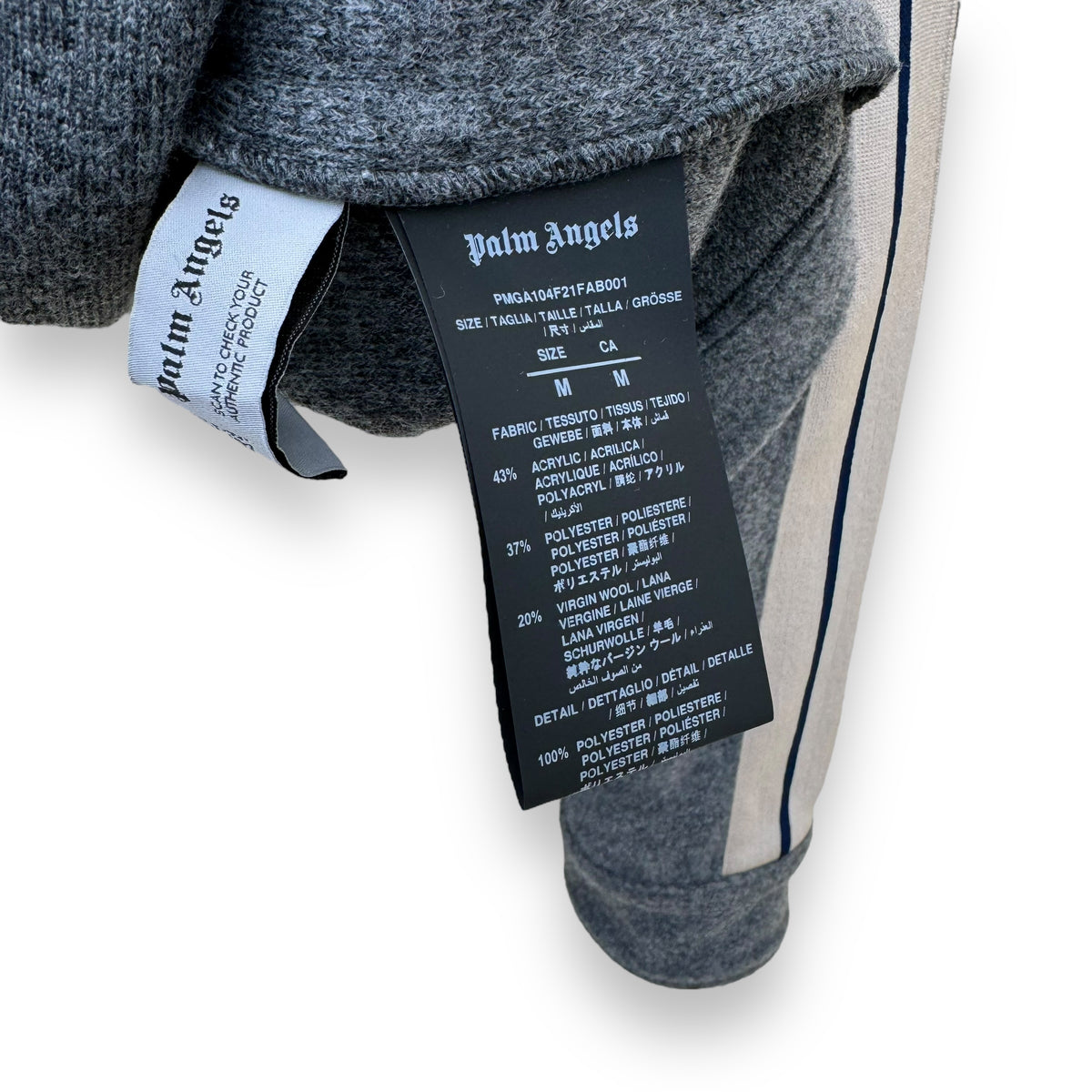 PALM ANGELS WOOL TRACK SHIRT GREY M