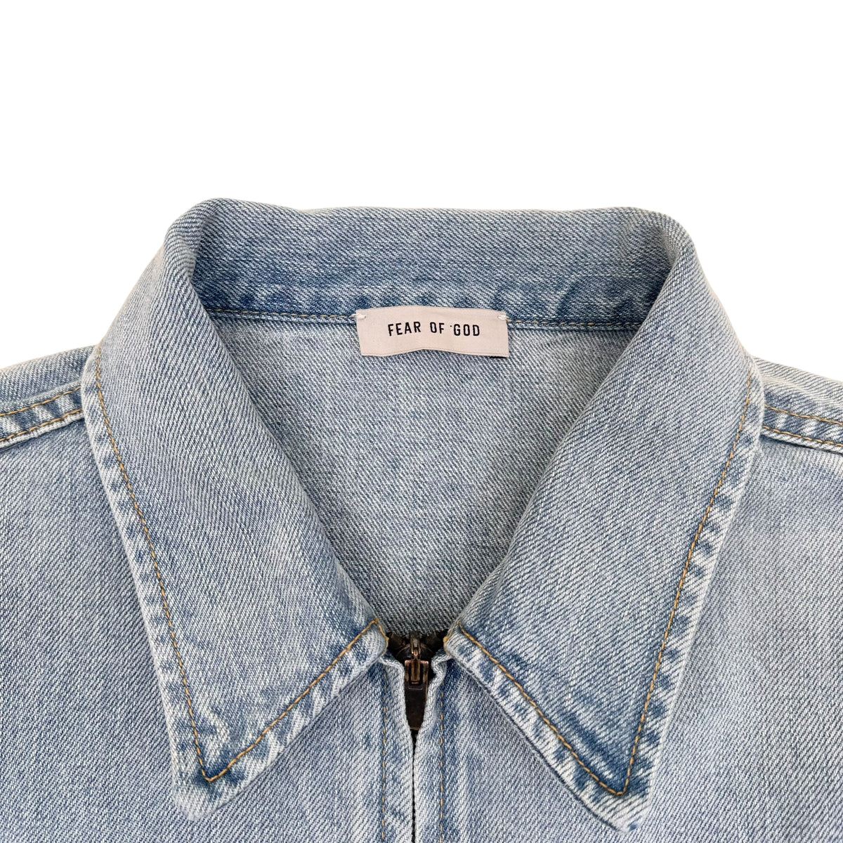 FEAR OF GOD ZIP-UP DENIM JACKET BLUE L