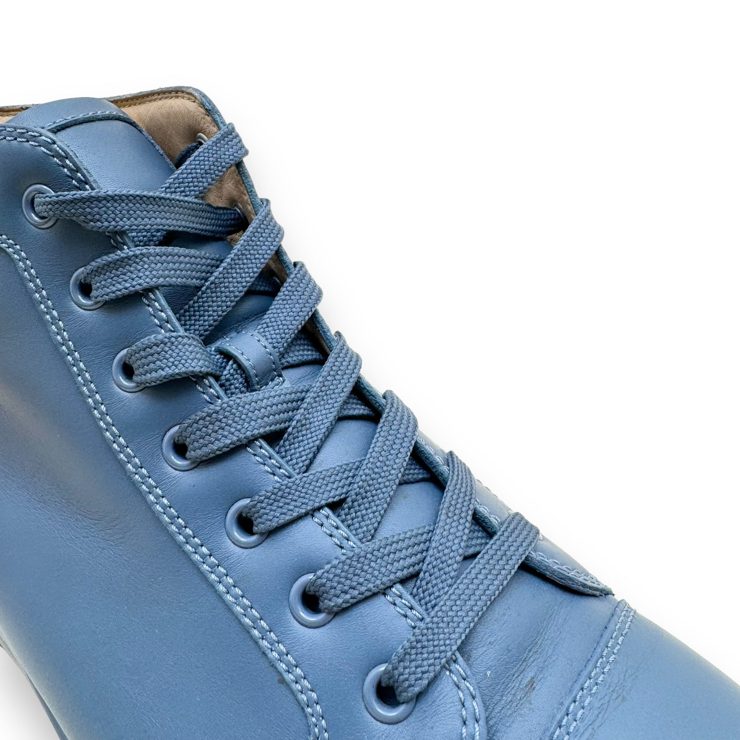 CHRISTIAN LOUBOUTIN CALF HIGH-TOP SNEAKER BLUE UK9