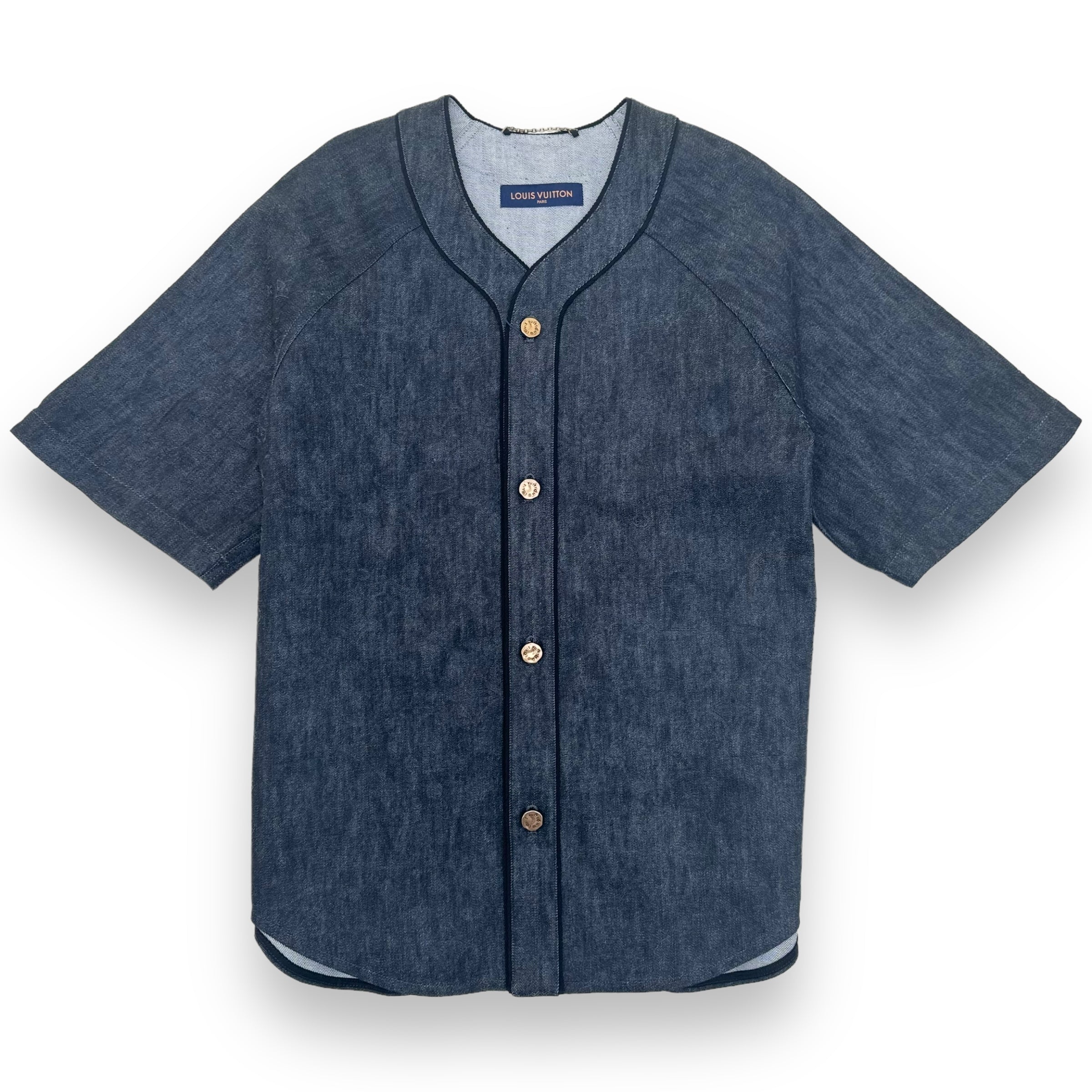 LOUIS VUITTON EMBOSSED MONOGRAM BASEBALL SHIRT SS22 GREY L