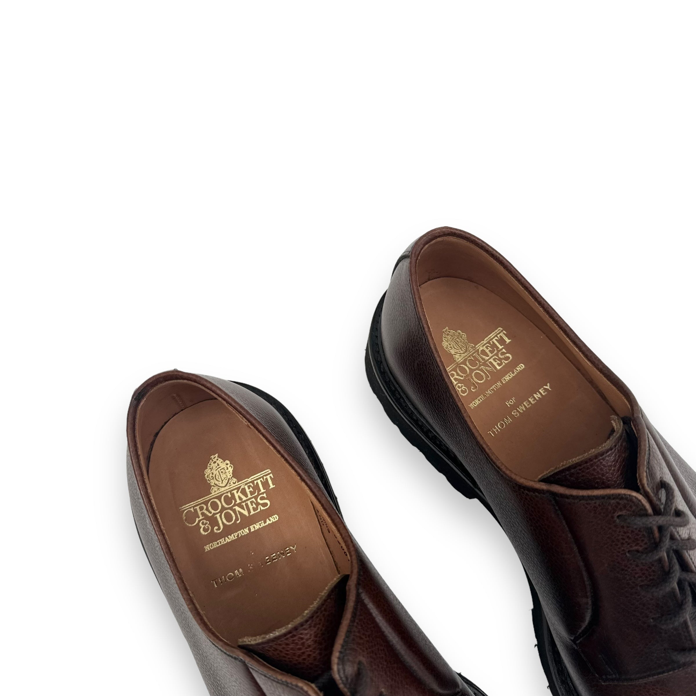 CROCKETT & JONES LACE-UP LEATHER DERBY SHOES BROWN UK10