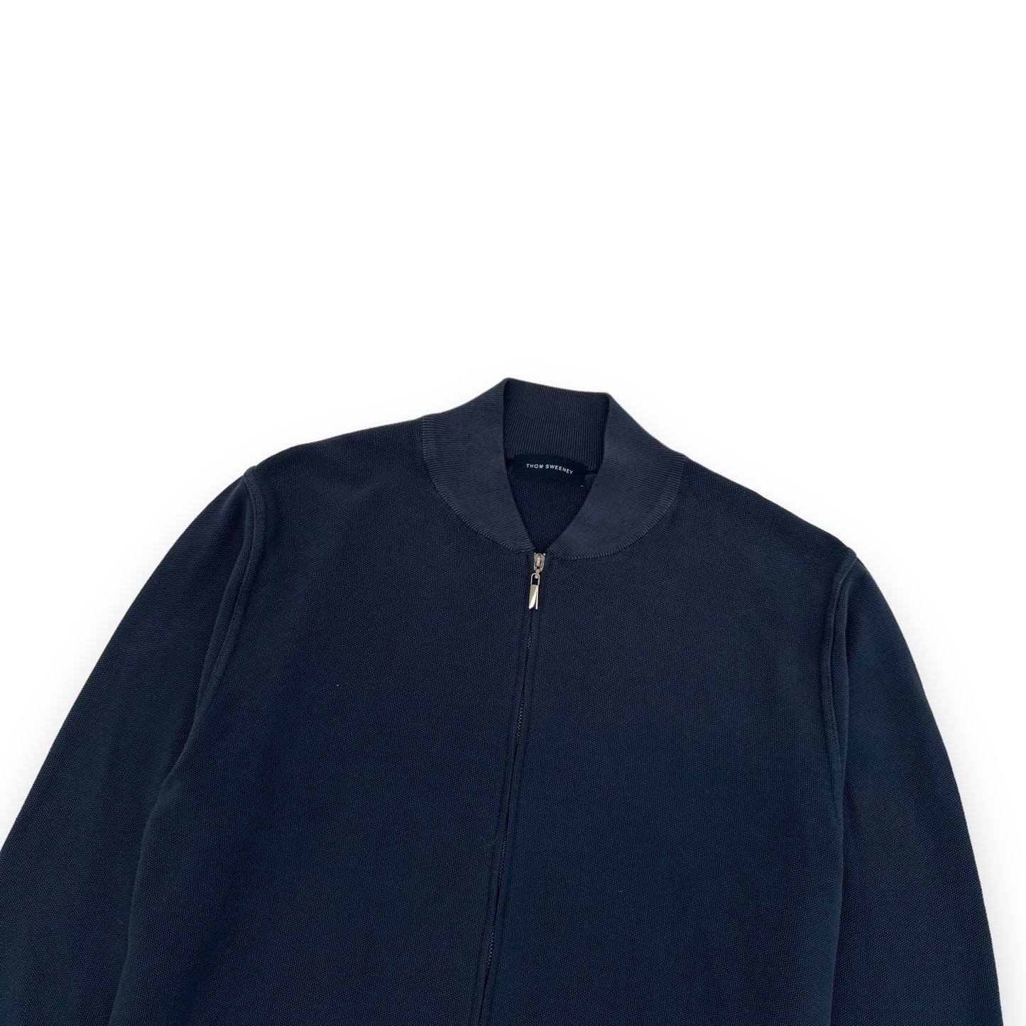 THOM SWEENEY FINE-KNIT COTTON ZIP-UP TRACK JACKET NAVY L