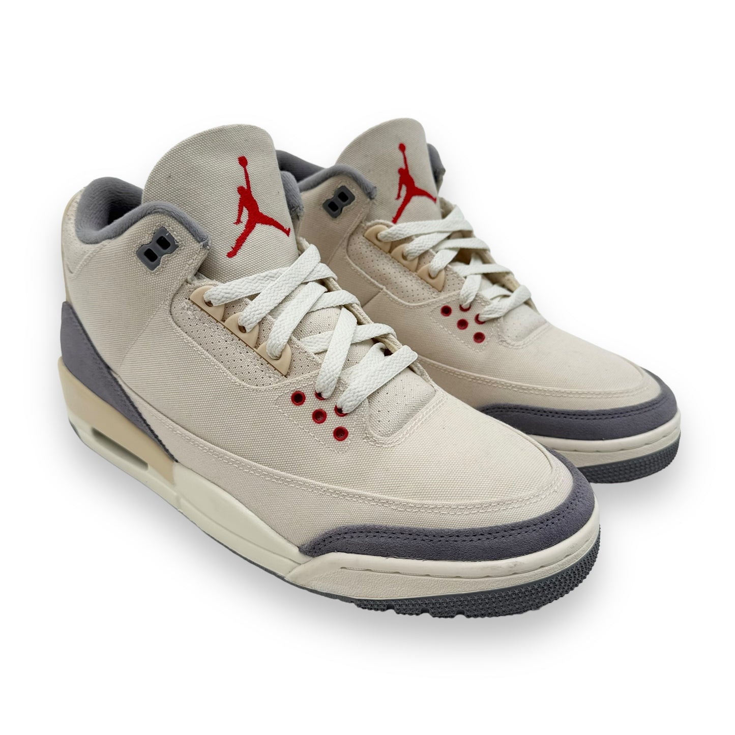AIR JORDAN 3 RETRO SNEAKER 'MUSLIN' CREAM / RED UK8.5