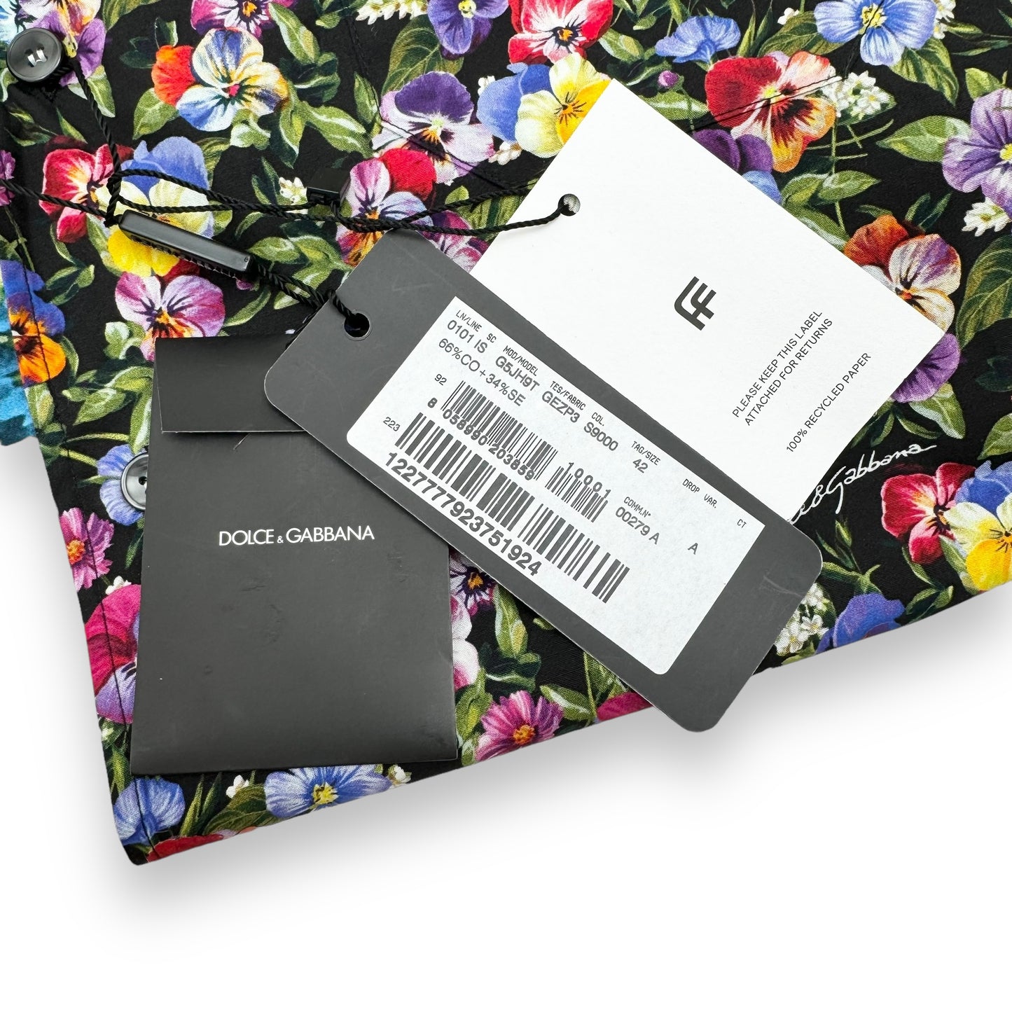 DOLCE&GABBANA EDEN SHORT SLEEVE FLORAL PRINT SHIRT L