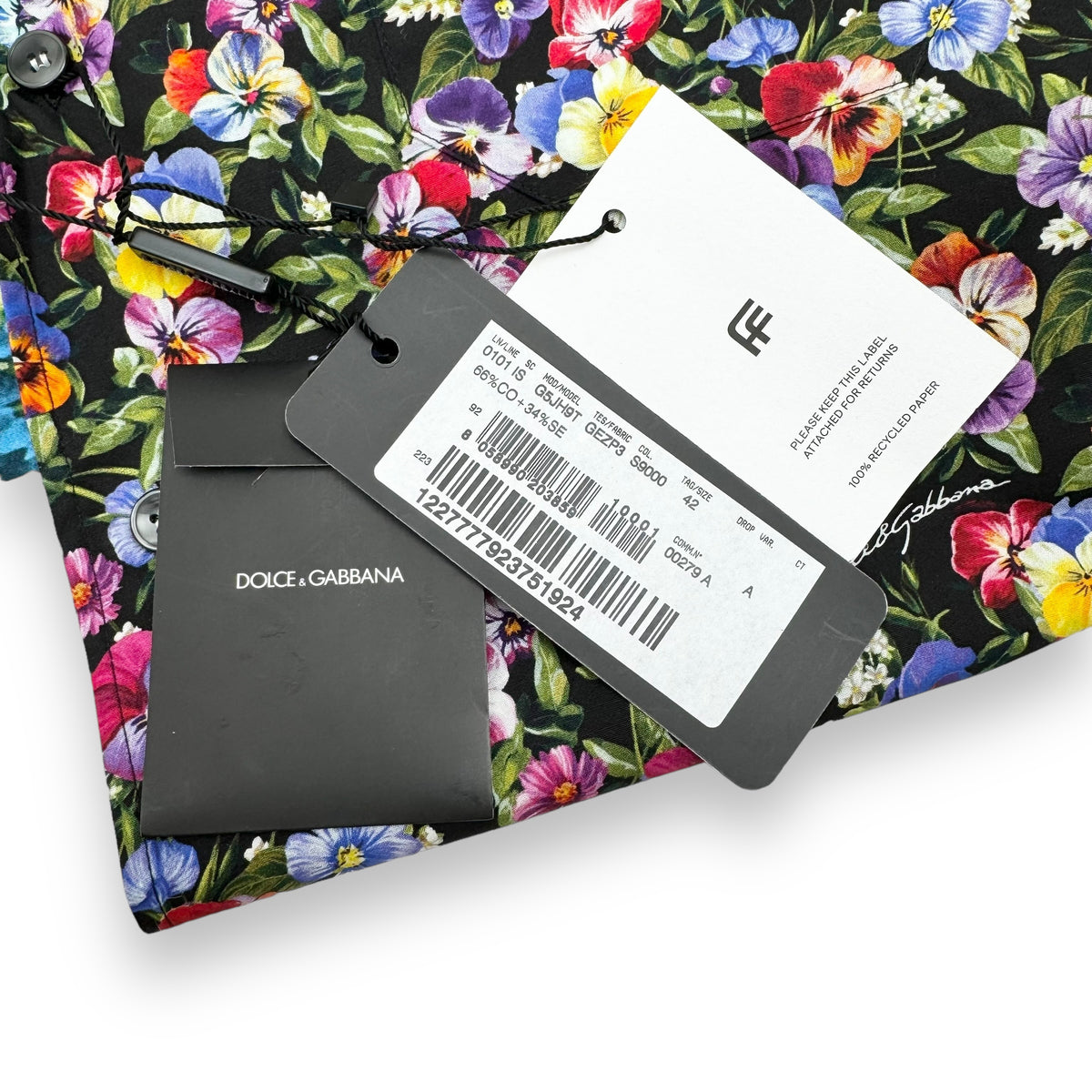DOLCE&GABBANA EDEN SHORT SLEEVE FLORAL PRINT SHIRT L